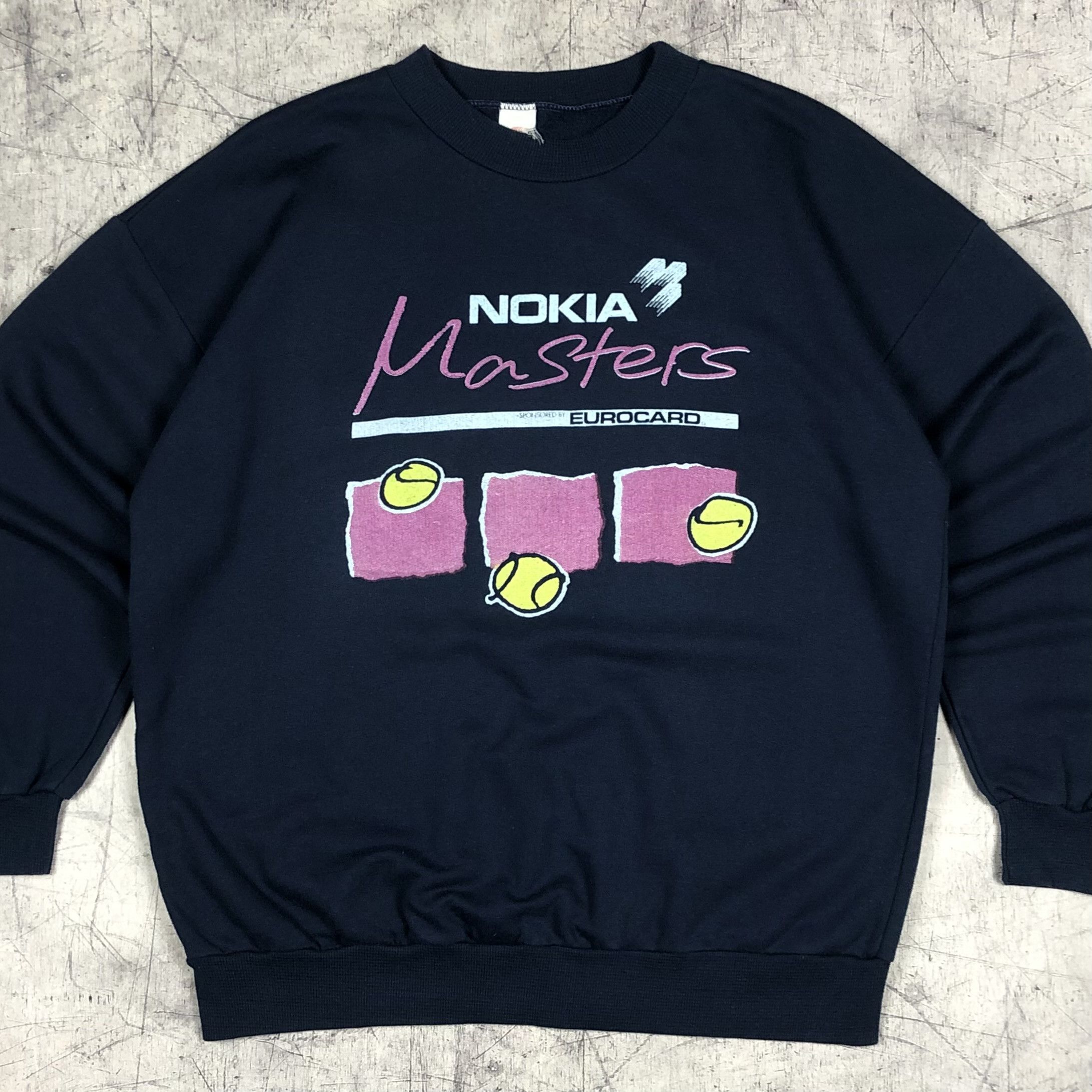 Pre-owned Motorola Vintage 90's Nokia Masters Eurocard Tennis Sweatshirt Agassi In Blue