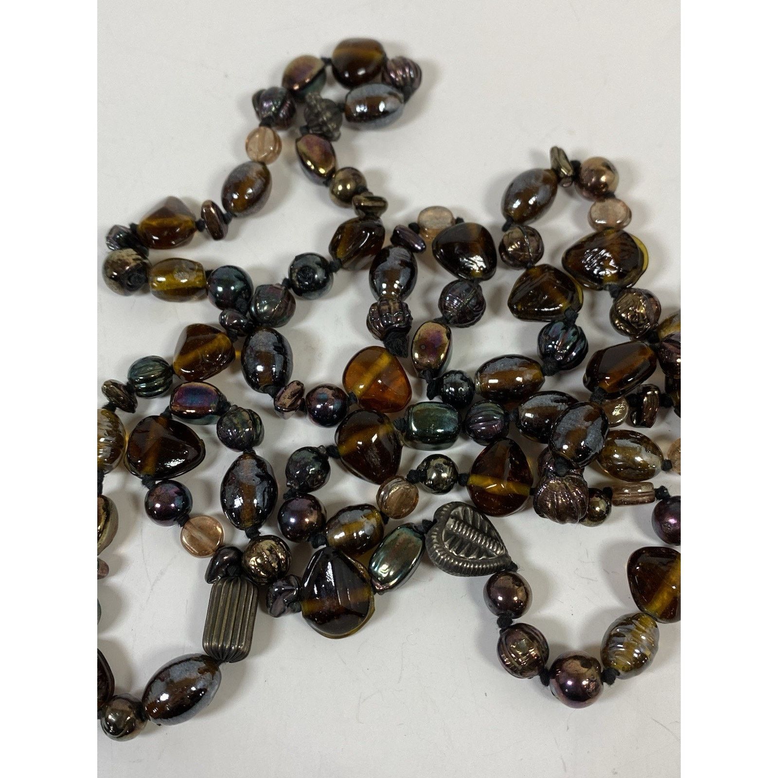 Other Vintage Iridescent Topaz Glass Beaded Necklace Size ONE SIZE - 2 Thumbnail
