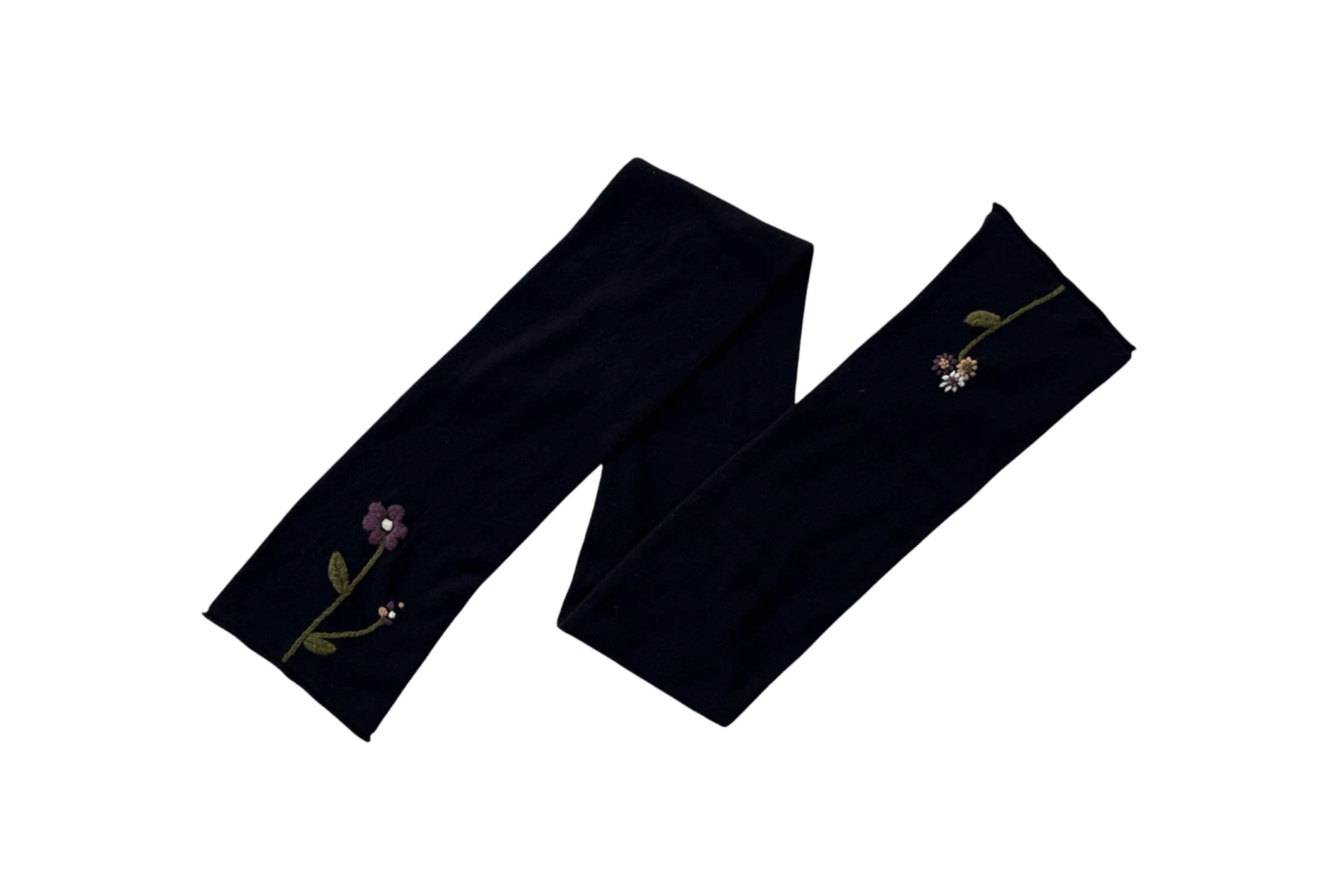 Vintage "Jocomomola" wool long scarf with florals hand embroidery Size ONE SIZE - 1 Thumbnail