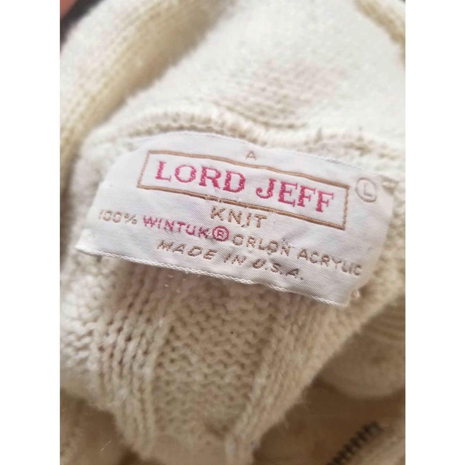 Vintage VINTAGE Lord Jeff Men's Sweater Cardigan Zip Full Zip Fair Isle Chunky Knit L Ivory 60s 70s Mens Knitwear Size US L / EU 52-54 / 3 - 4 Thumbnail