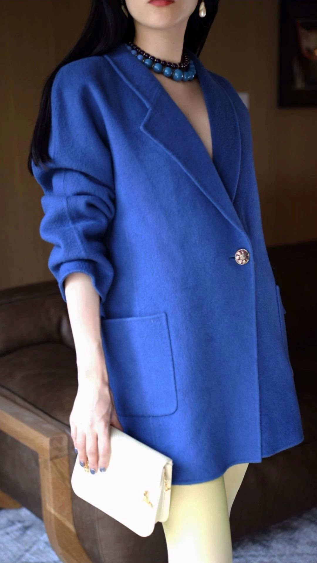 Other vntg royal blue wool asym lapel handmade short coat women's Size M / US 6-8 / IT 42-44 - 1 Thumbnail
