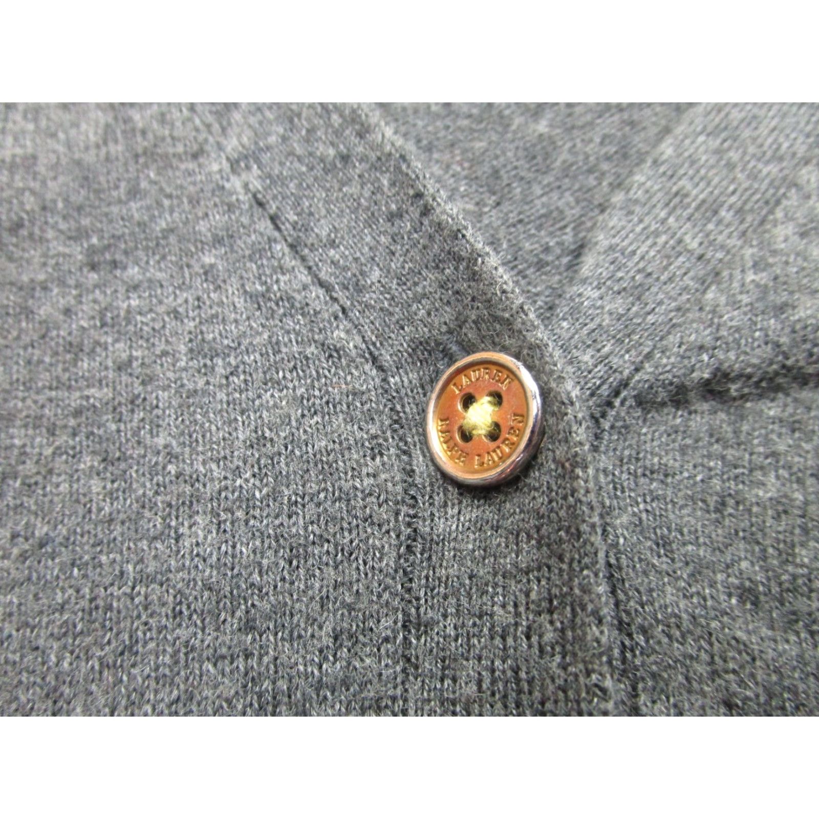 Ralph Lauren VINTAGE Lauren Ralph Lauren Cardigan Sweater Womens Petite P Gray V Neck Cashmere y2k academia Size S / US 4 / IT 40 - 4 Thumbnail