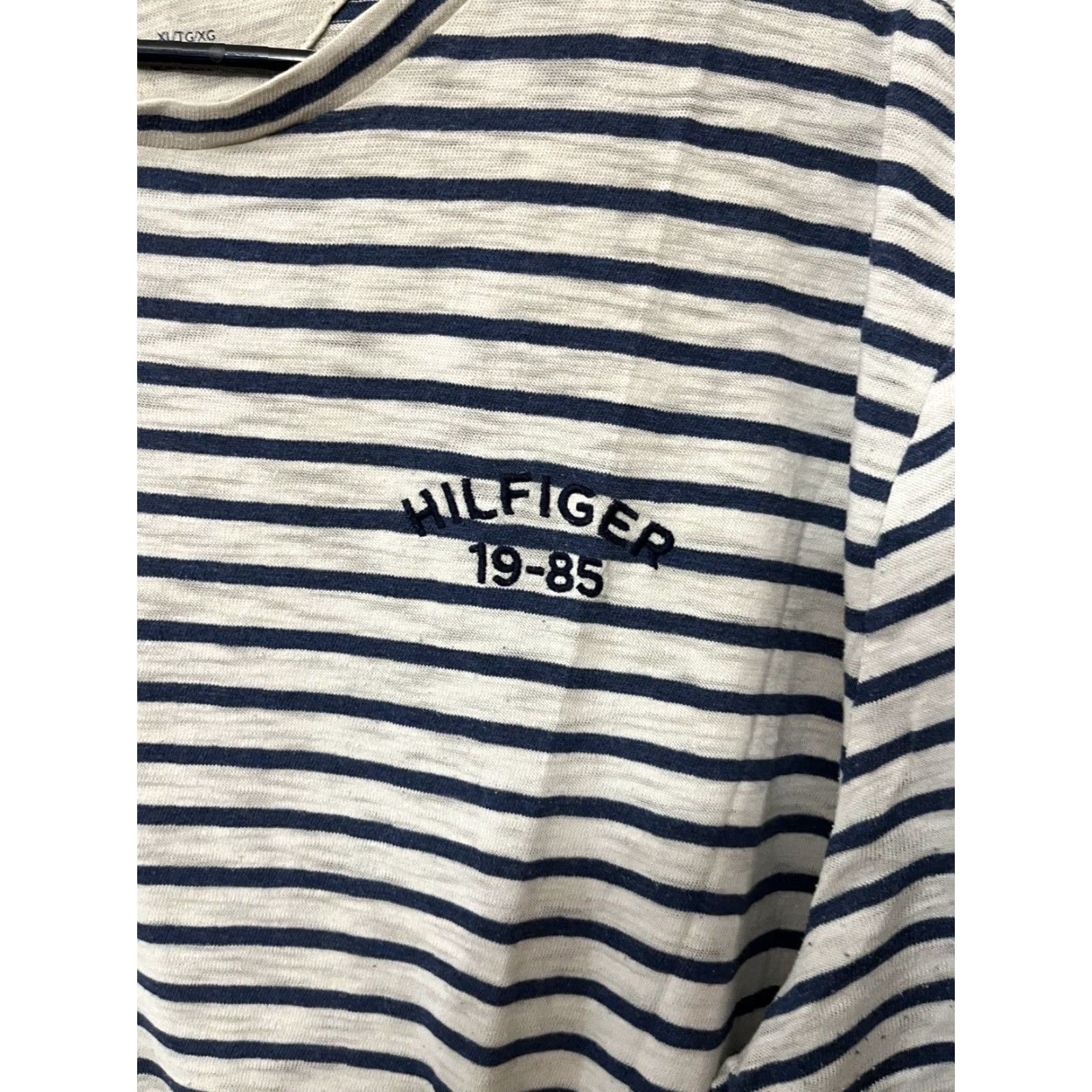 Tommy Hilfiger Tommy Hilfiger Shirt Men XL Blue Beige Striped Cotton Short Sleeve Crew Neck Logo Nautical 90s Sportswear Mens Size US 36 / EU 52 - 2 Thumbnail