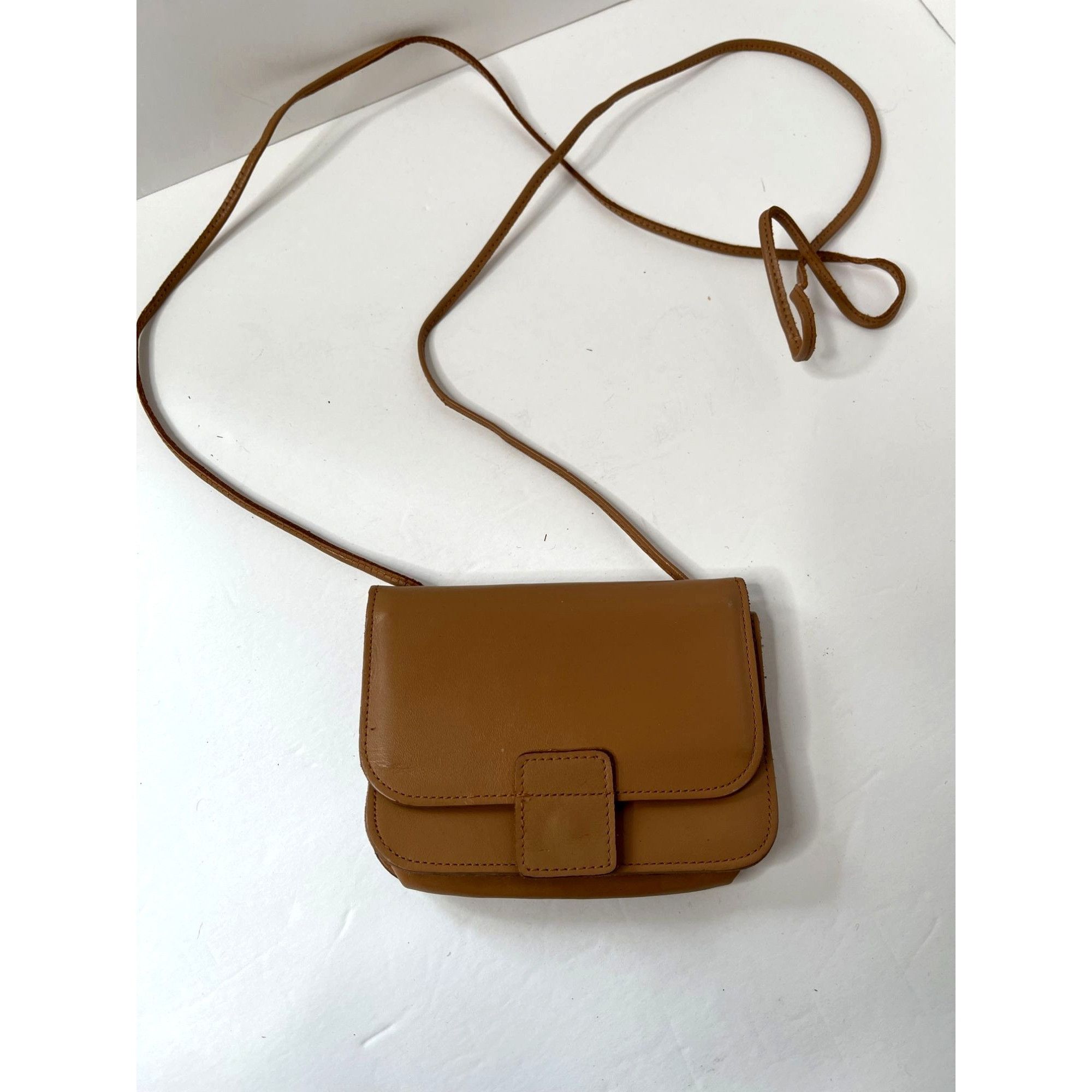 Genuine Leather Mini Crossbody Purse Brazil Vintage 70's 80's in Brown, Women's