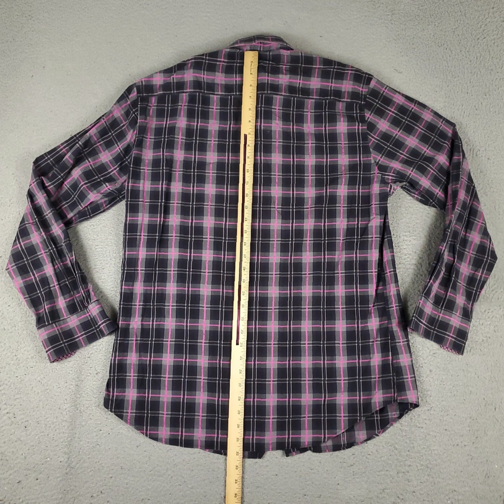 BUGATCHI Bugatchi Uomo Shirt Mens Large Gray Plaid Button-Up Long Sleeve Regular Fit Size US L / EU 52-54 / 3 - 3 Thumbnail