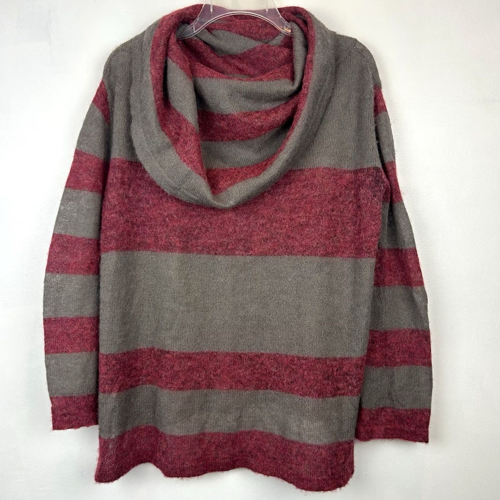 Free People Free People Sweater Womens M Cowl Neck Alpaca Blend Stripes Gray Soft Fall Size M / US 6-8 / IT 42-44 - 2 Thumbnail