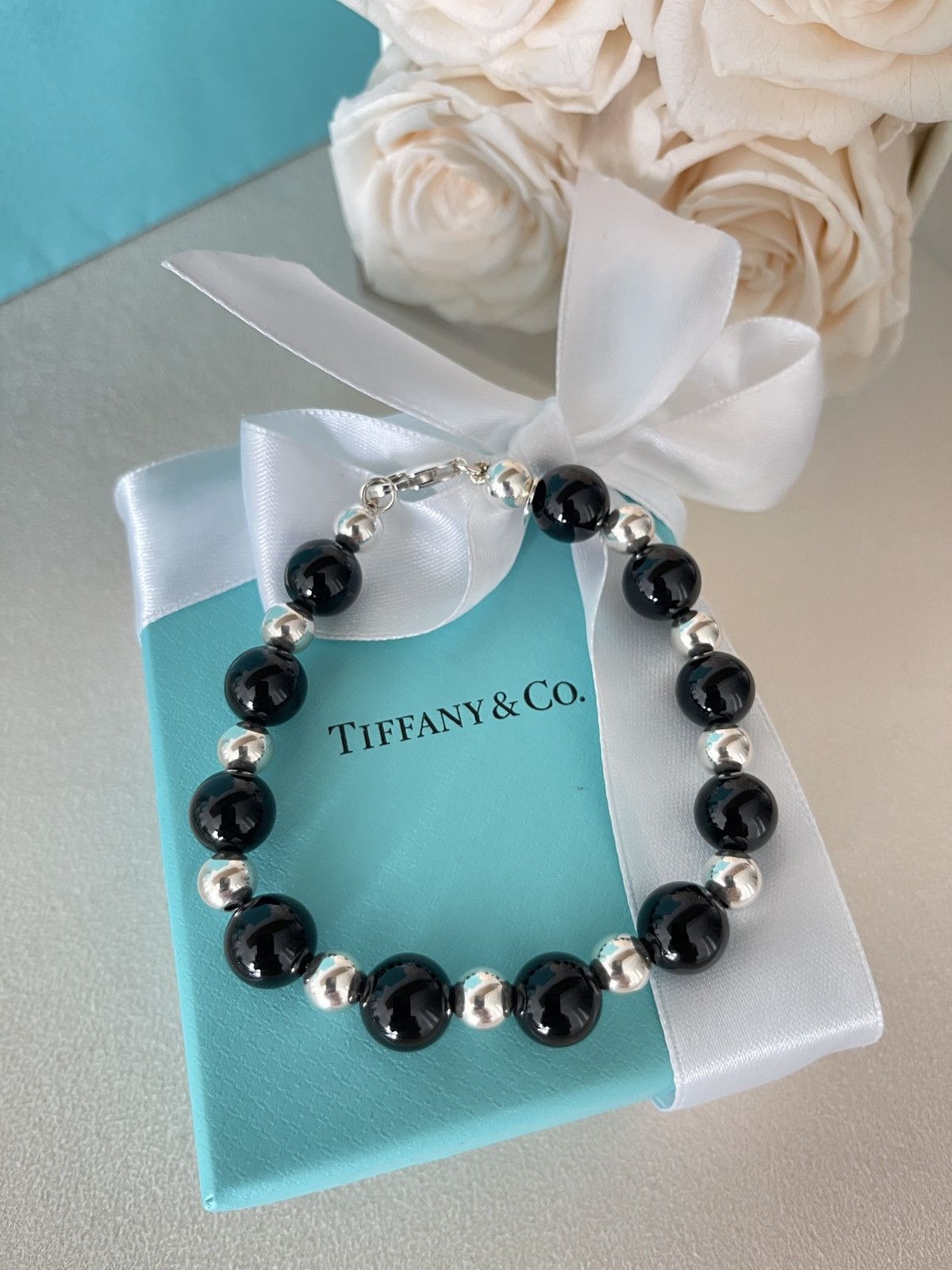 Tiffany & Co. Tiffany & Co. Black Onyx Silver Bracelet 10 mm Sz 8” in NEW Size ONE SIZE - 2 Thumbnail
