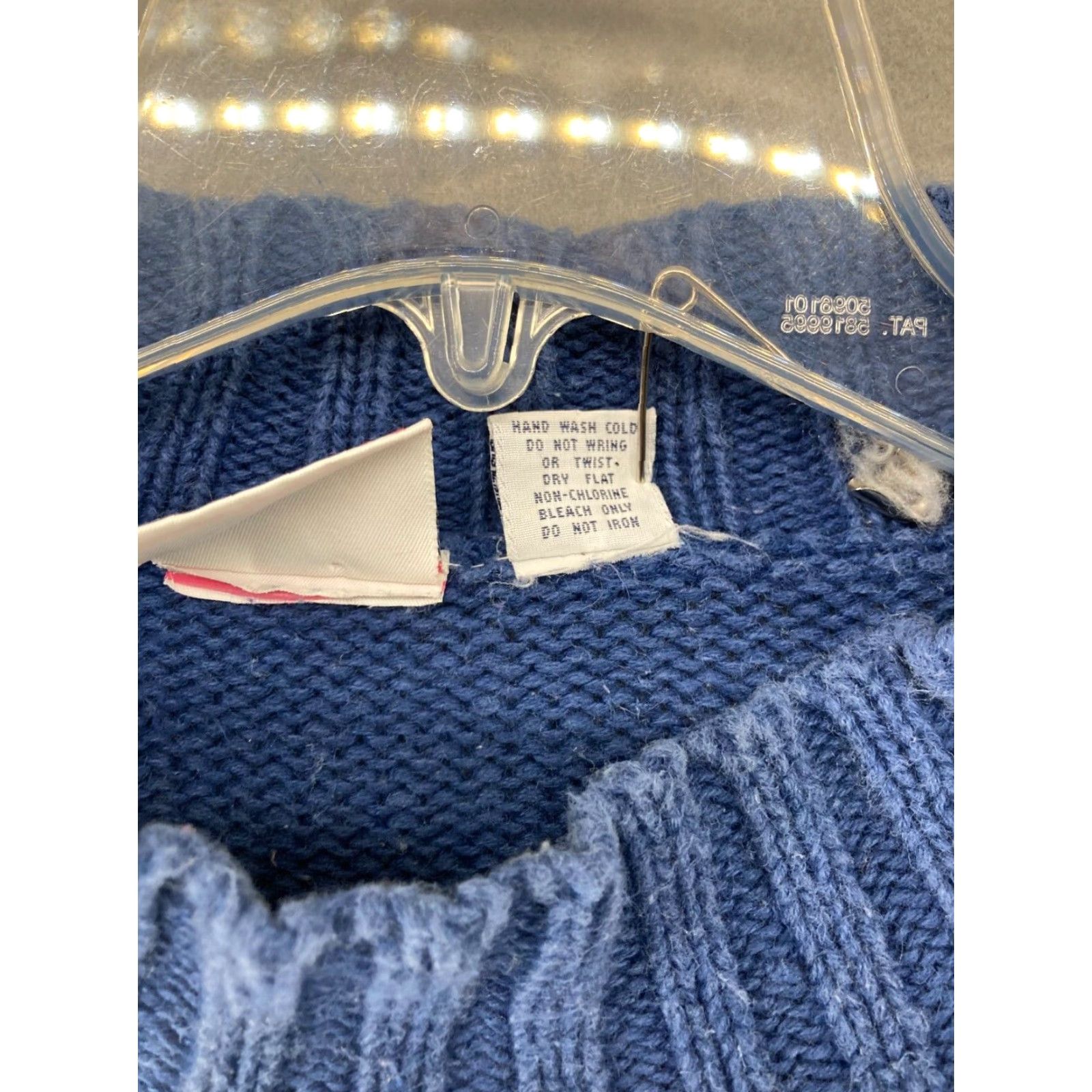 Vintage NUOVO Women's Sweater Medium Blue Geometric Knit Pullover 80s 90s Size M / US 6-8 / IT 42-44 - 6 Thumbnail