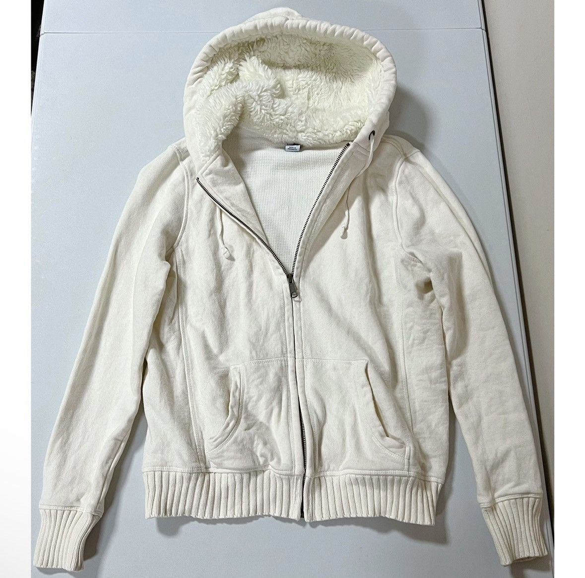 Gap White Fur Lined Zipper Sweater Sweatshirt Hoodie Size S 🤍✨ Size S / US 4 / IT 40 - 1 Thumbnail