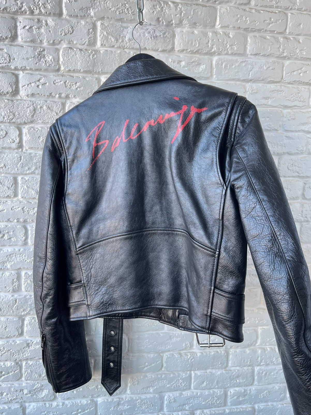 Balenciaga Balenciaga Leather Biker Big Lipstick Logo Jacket Size XS / US 0-2 / IT 36-38 - 2 Thumbnail
