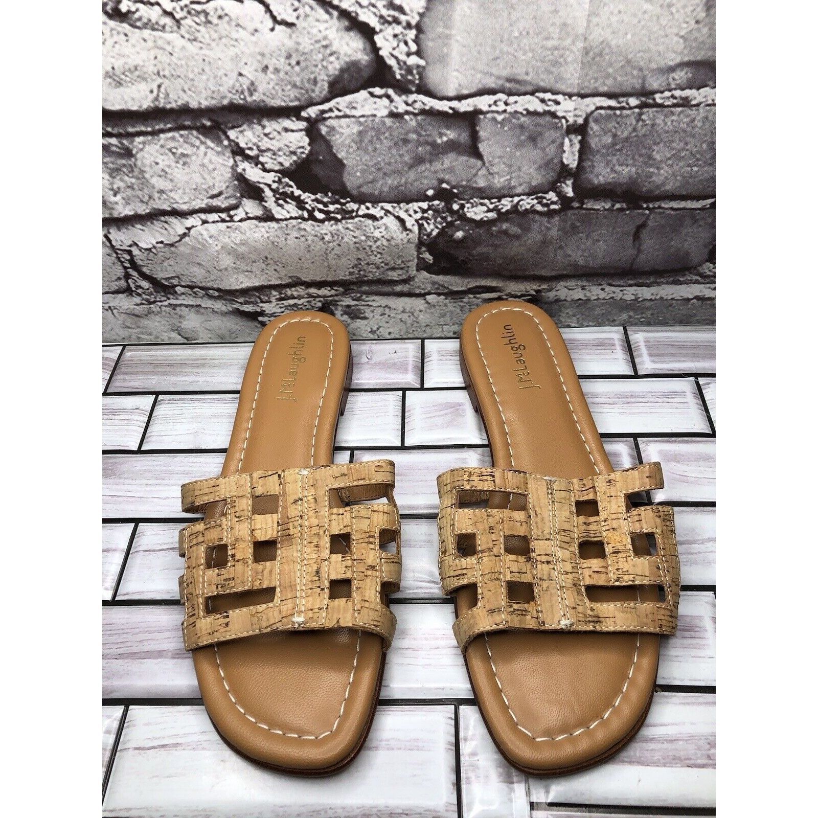 J.McLaughlin J. McLaughlin WILLA Tan Leather Cork Flat Slides Sandals Wom Size US 7.5 / IT 37.5 - 2 Thumbnail