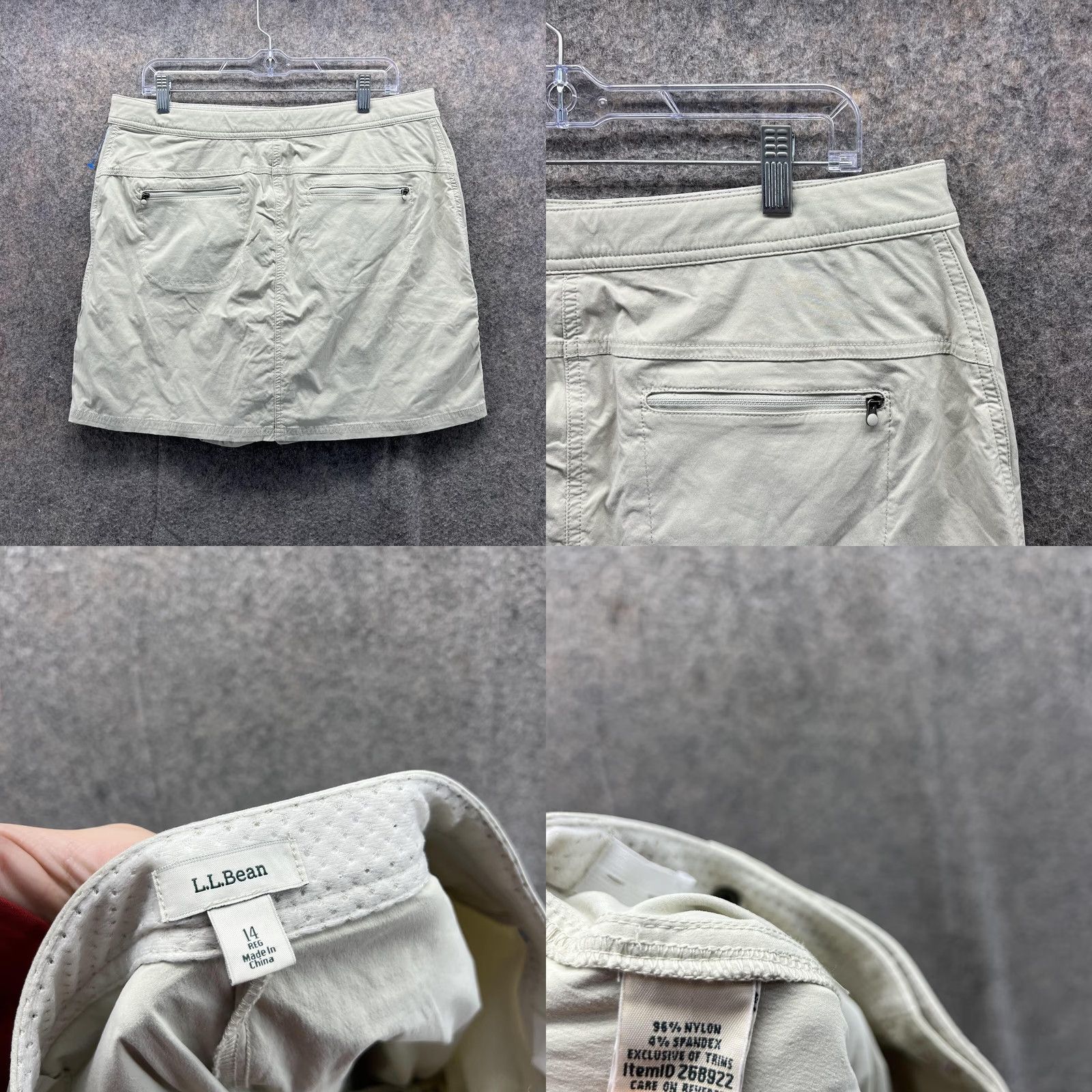 Vintage VINTAGE? No. LL Bean Skirt Women 14 Ladies Khaki Skort Tan Beige Nylon Spandex Hiking Zip Size 36" / US 14 / IT 50 - 8 Thumbnail