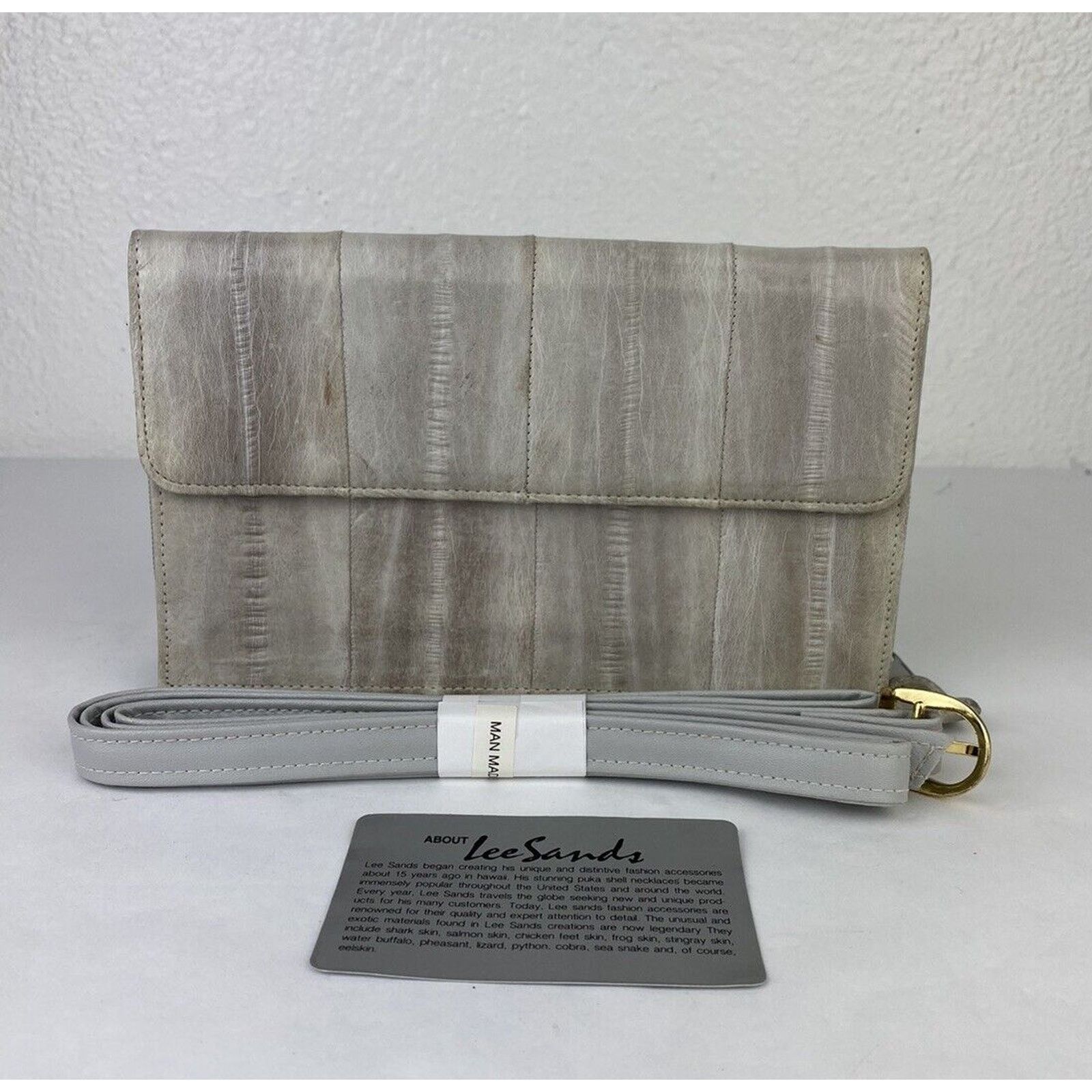 Other VTG Lee Sands Grey Eel Skin Leather Zip Clutch Wallet Strap Size ONE SIZE - 1 Thumbnail