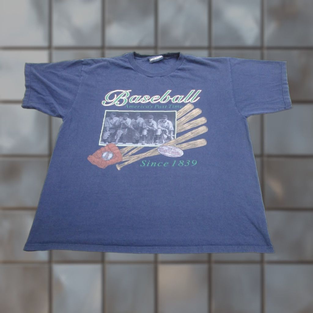 Van Heusen VINTAGE Van Heusen Shirt Mens XL Blue Baseball America's Past Time Graphic Tee Shirt Size US XL / EU 56 / 4 - 1 Thumbnail