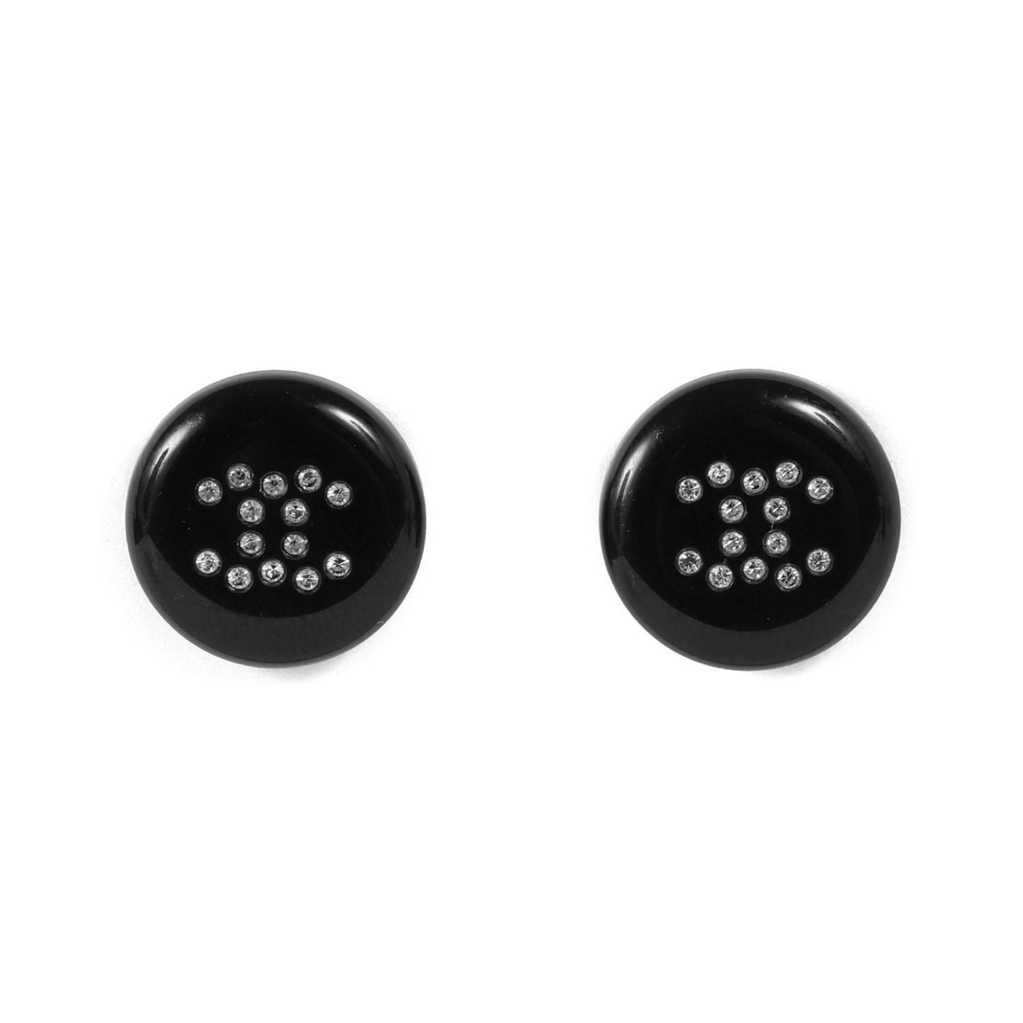 CHANEL Coco Mark Jewel Button Earrings 00A Black Women's K4614