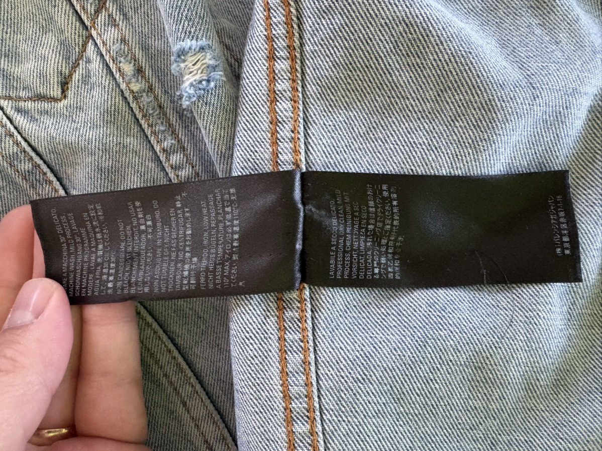 Balenciaga BALENCIAGA DENIM JACKET DISTRESSED BLUE WITH BACK EMBROIDERY Size US L / EU 52-54 / 3 - 6 Thumbnail