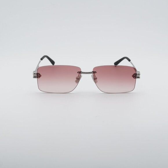 Bottega Veneta Bottega Veneta BV1126S 007 Sunglasses Silver Rectangle Frame Size ONE SIZE - 4 Thumbnail