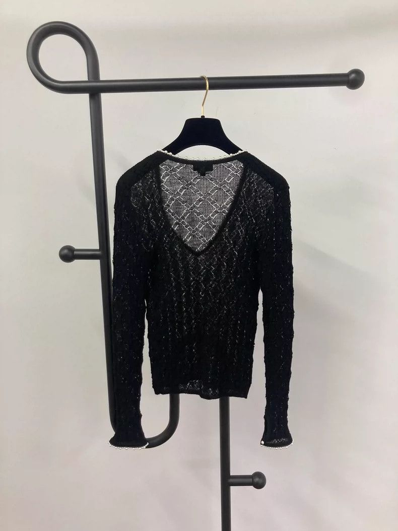 Chanel Chanel Black pearl V-neck sweater Size XS / US 0-2 / IT 36-38 - 3 Thumbnail