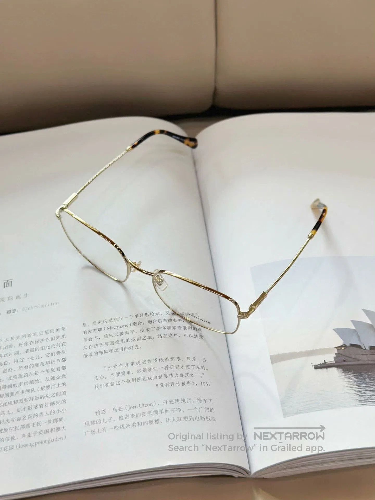 Miu Miu Miu Miu Gold Square-Round Plain Glasses. Size ONE SIZE - 4 Thumbnail