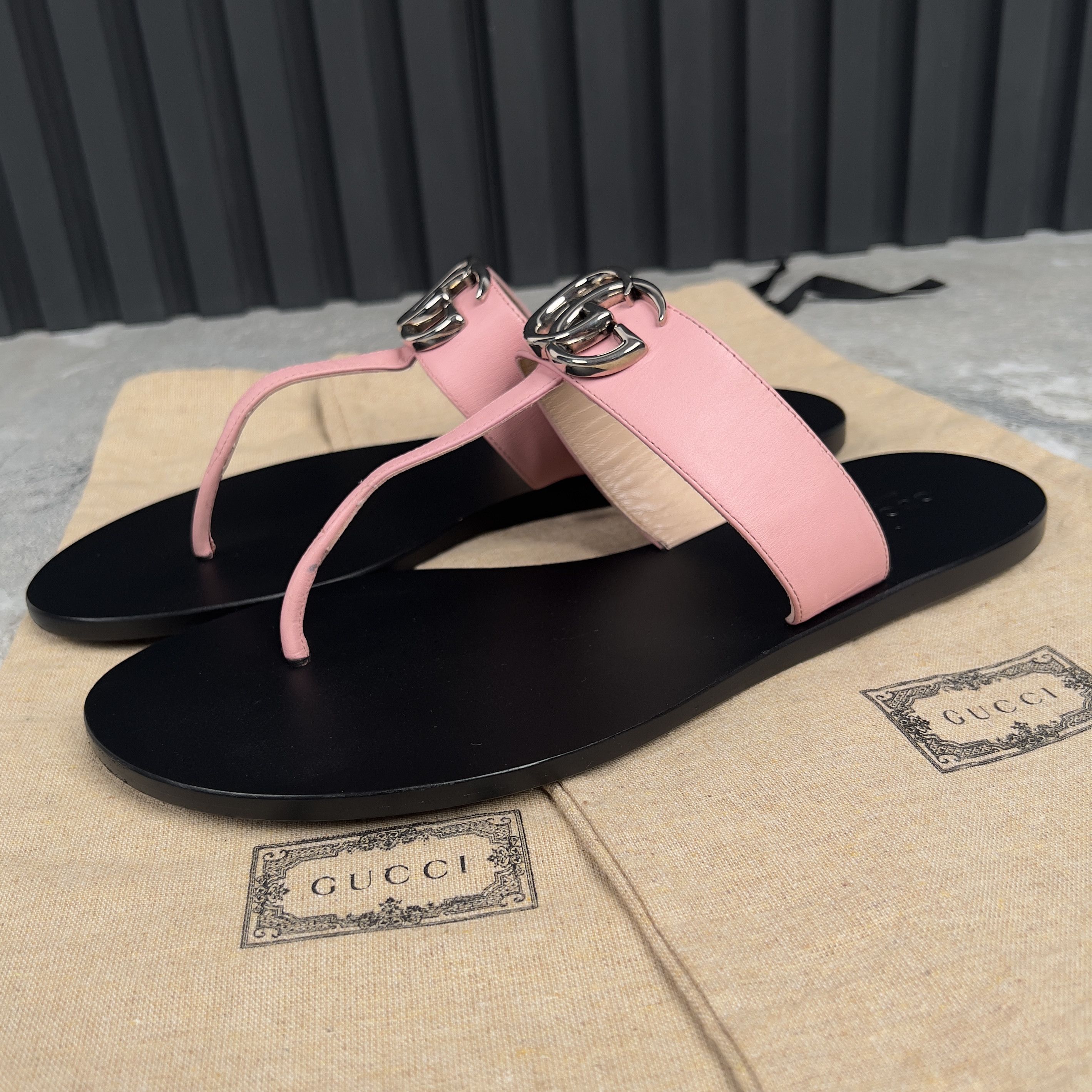 Gucci GUCCI Double GG Buckle Marmont Thong Sandal Leather Size US 9.5 / IT 39.5 - 1 Thumbnail