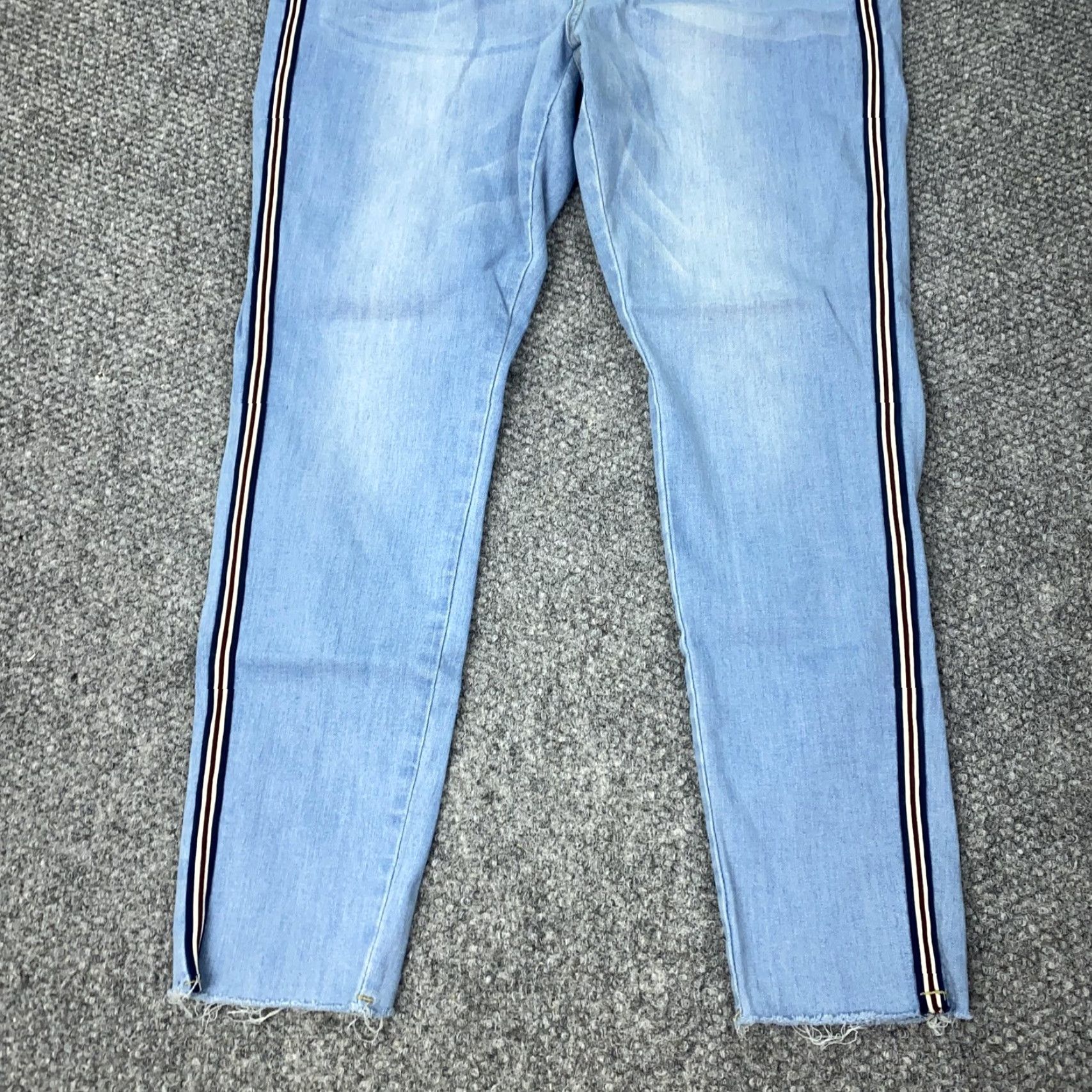 Vintage Iris Jeans Skinny Jeans Womens 15 Light Wash Striped Side Stripe Raw Hem Stretch Denim Jeans Womens 15 Size 36" / US 14 / IT 50 - 3 Thumbnail