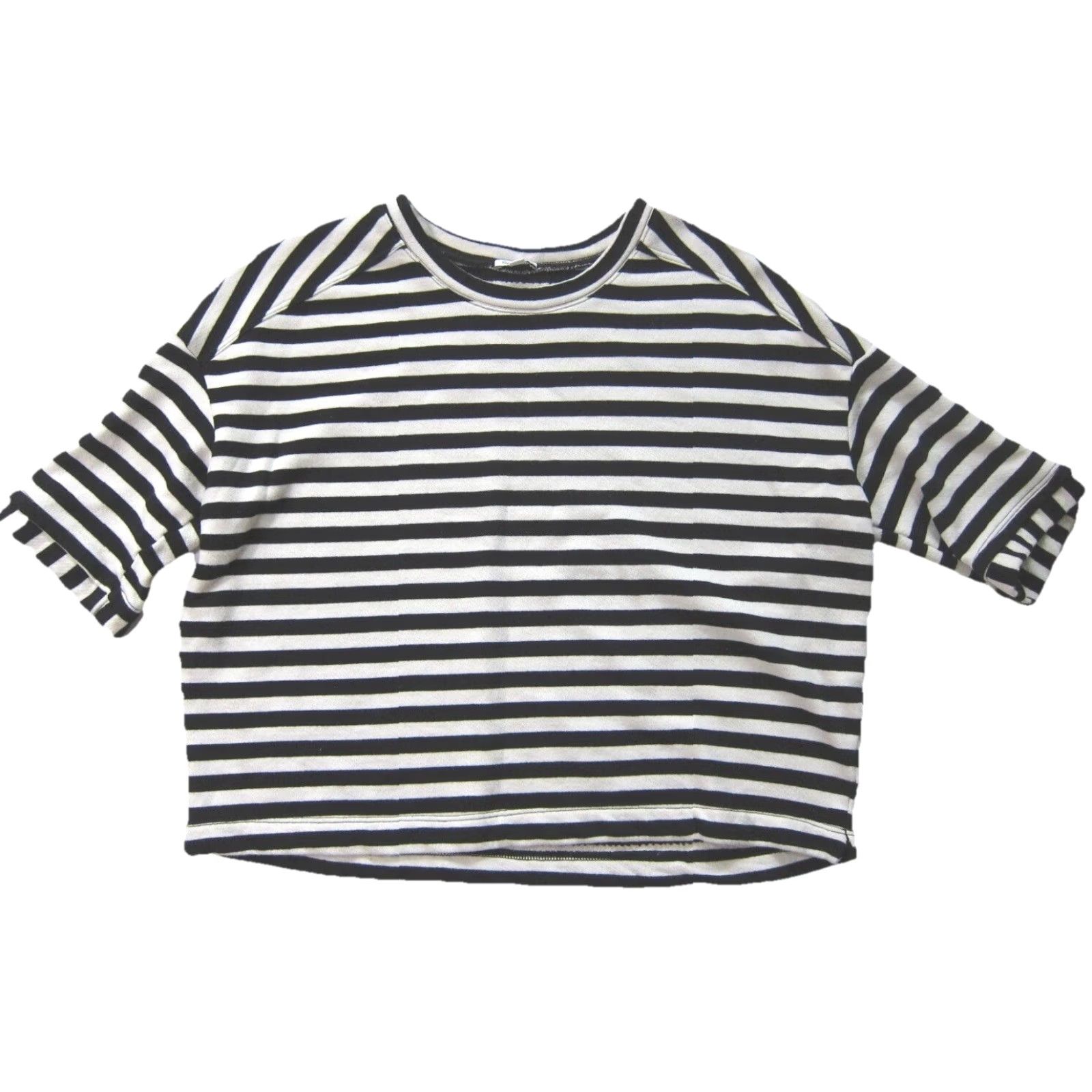 Splendid Splendid Cotton Stretch Black White Stripe High Neck Short Sleeve Blouse Women S Size S / US 4 / IT 40 - 2 Thumbnail