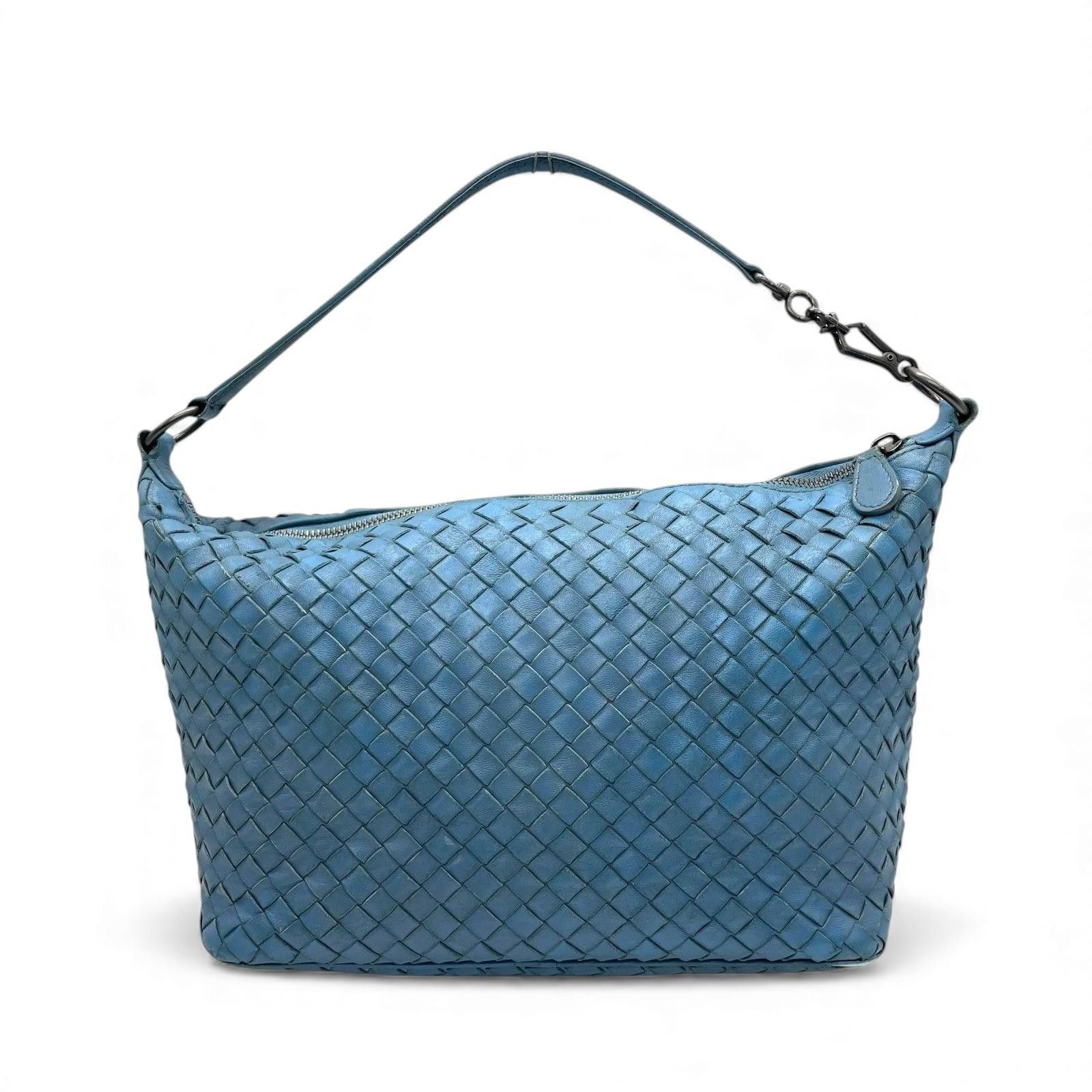 Bottega Veneta Bottega Veneta - Blue Woven Leather Shoulder Bag Size ONE SIZE - 2 Thumbnail