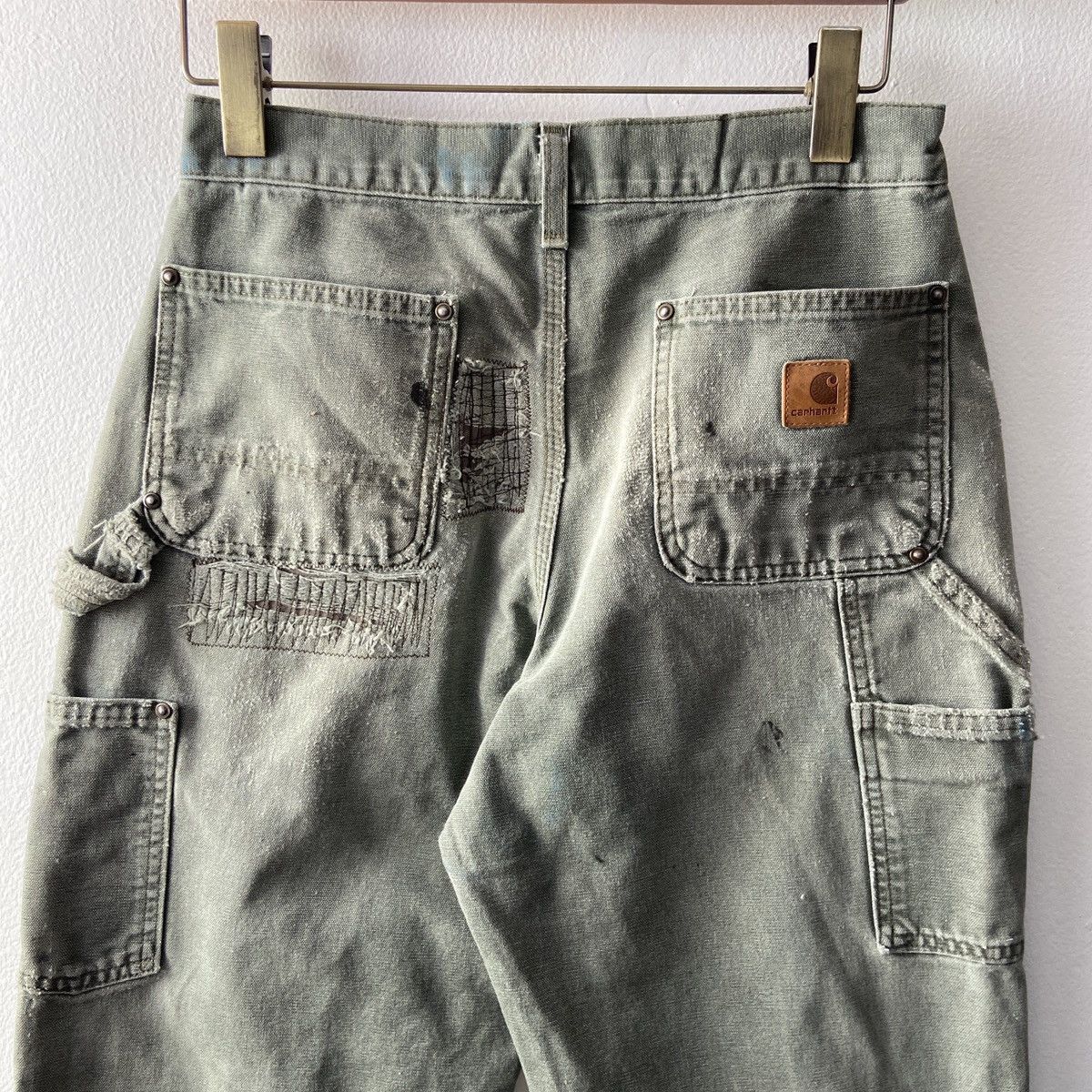 Carhartt × Vintage Distressed Faded Vintage Carhartt Double Knee Moss Green Size US 30 / EU 46 - 2 Thumbnail