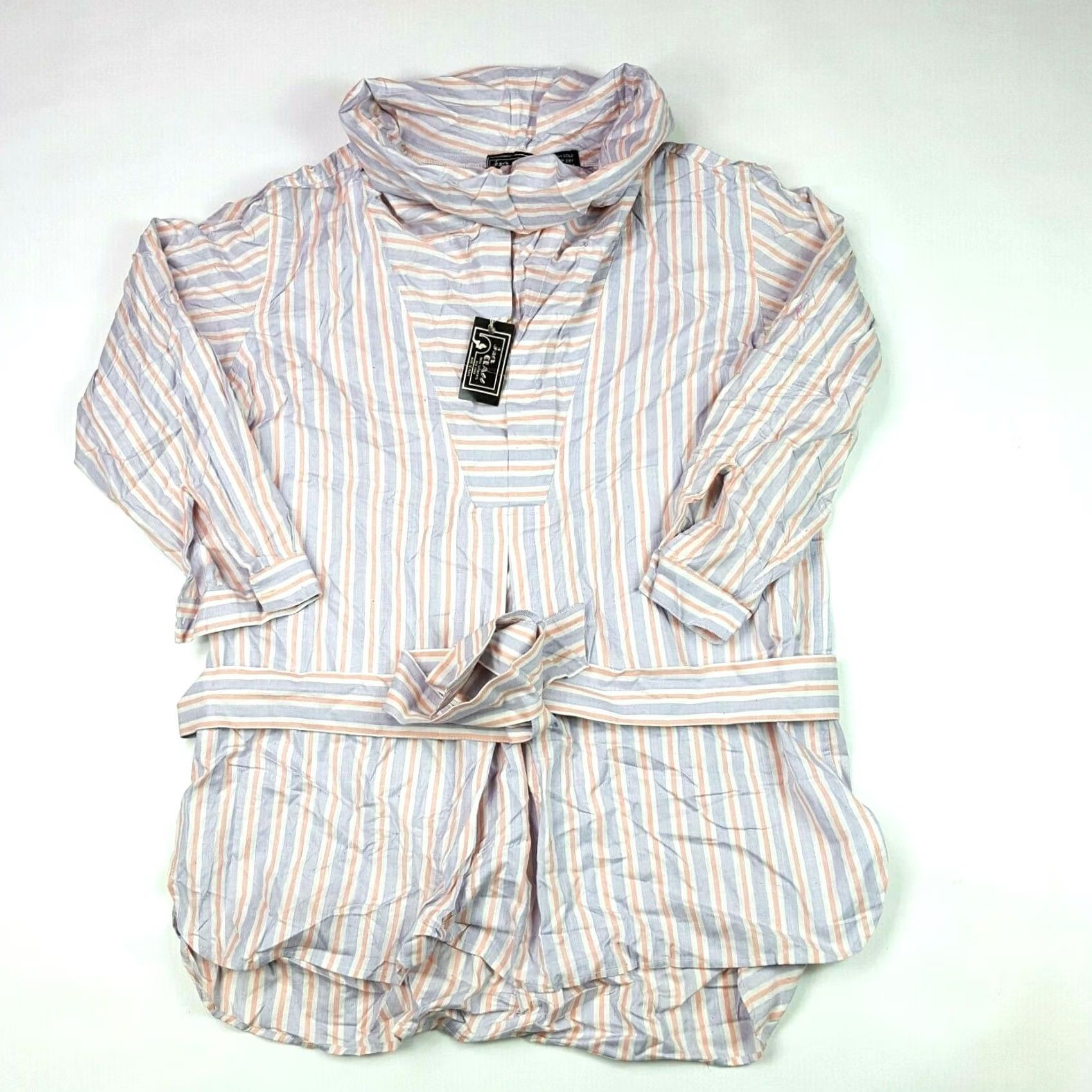 Vintage VINTAGE Striped Dress Shirt Women's Size S Roll Collar Retro Lounge Shirt Gown Size S / US 4 / IT 40 - 2 Thumbnail