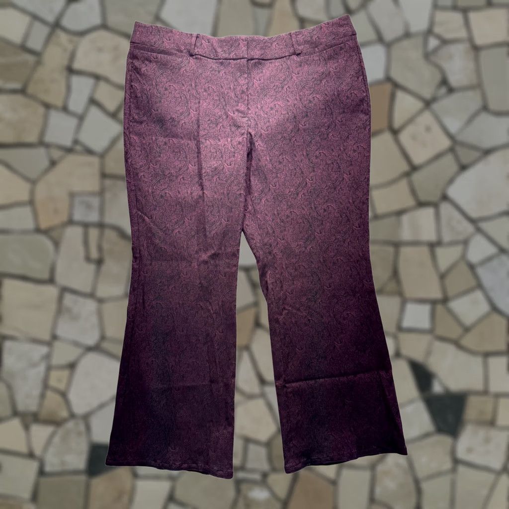 Vintage Lane Bryant Pants Womens 20 Black The Allie 20R Paisley Stretch Purple 148B Size 42" / US 20 - 1 Thumbnail