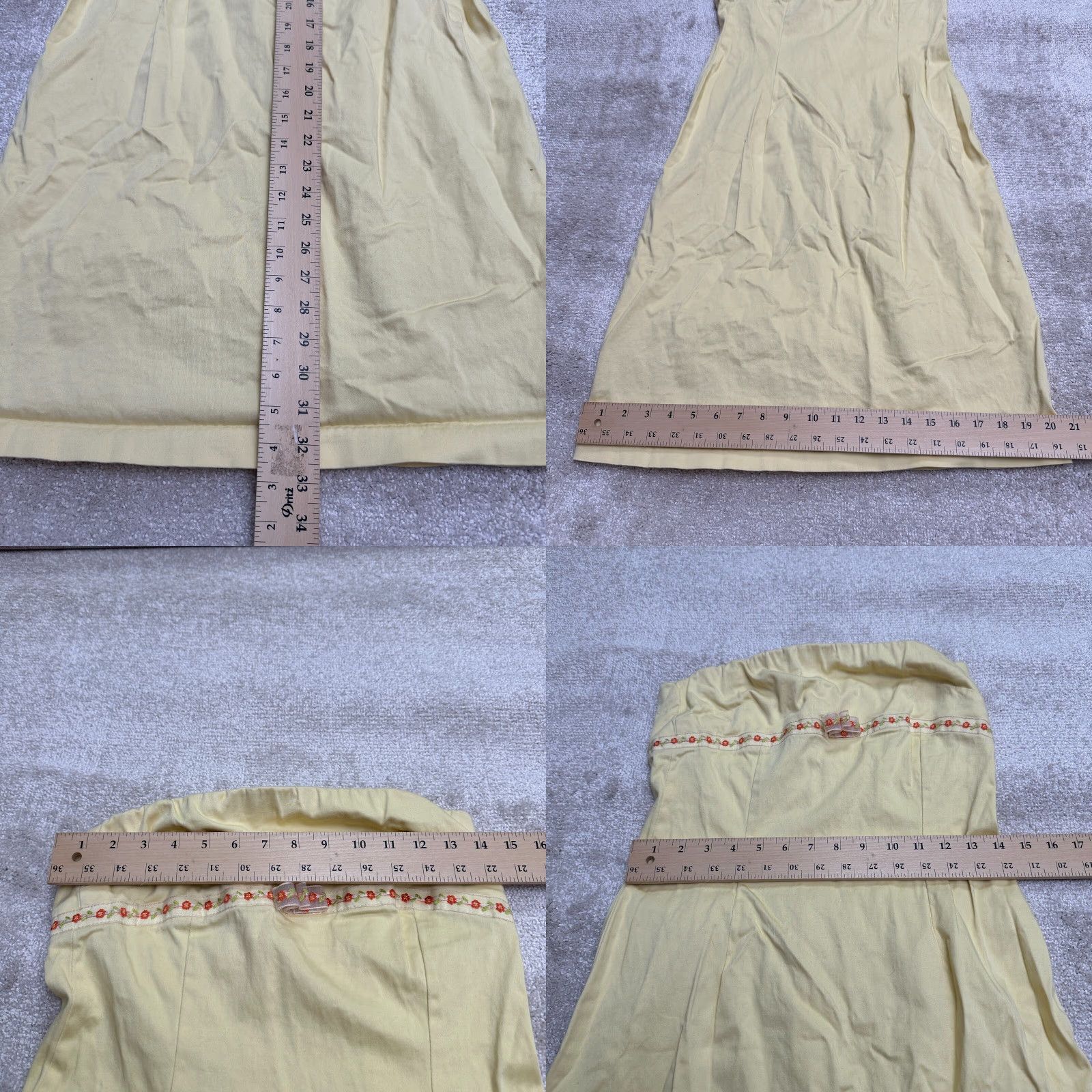Vintage Ruth Maxi Dress Womens 6 Yellow Stretch Embroidered Casual Summer Square Neck Sleeveless Size M / US 6-8 / IT 42-44 - 8 Thumbnail