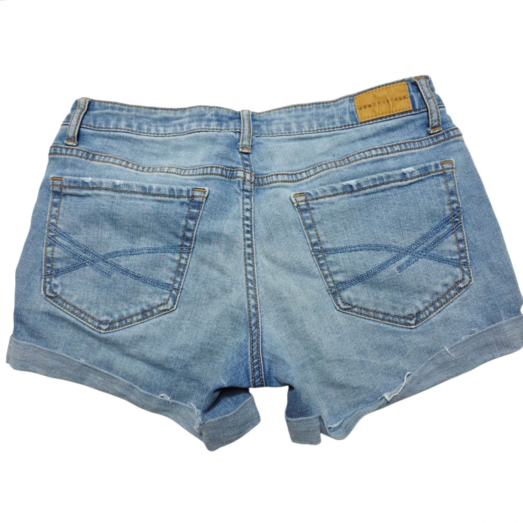 Vintage Womens Aeropostale Midi Blue Jean Shorts Size 4 Distressed Size 27" / US 4 / IT 40 - 2 Thumbnail