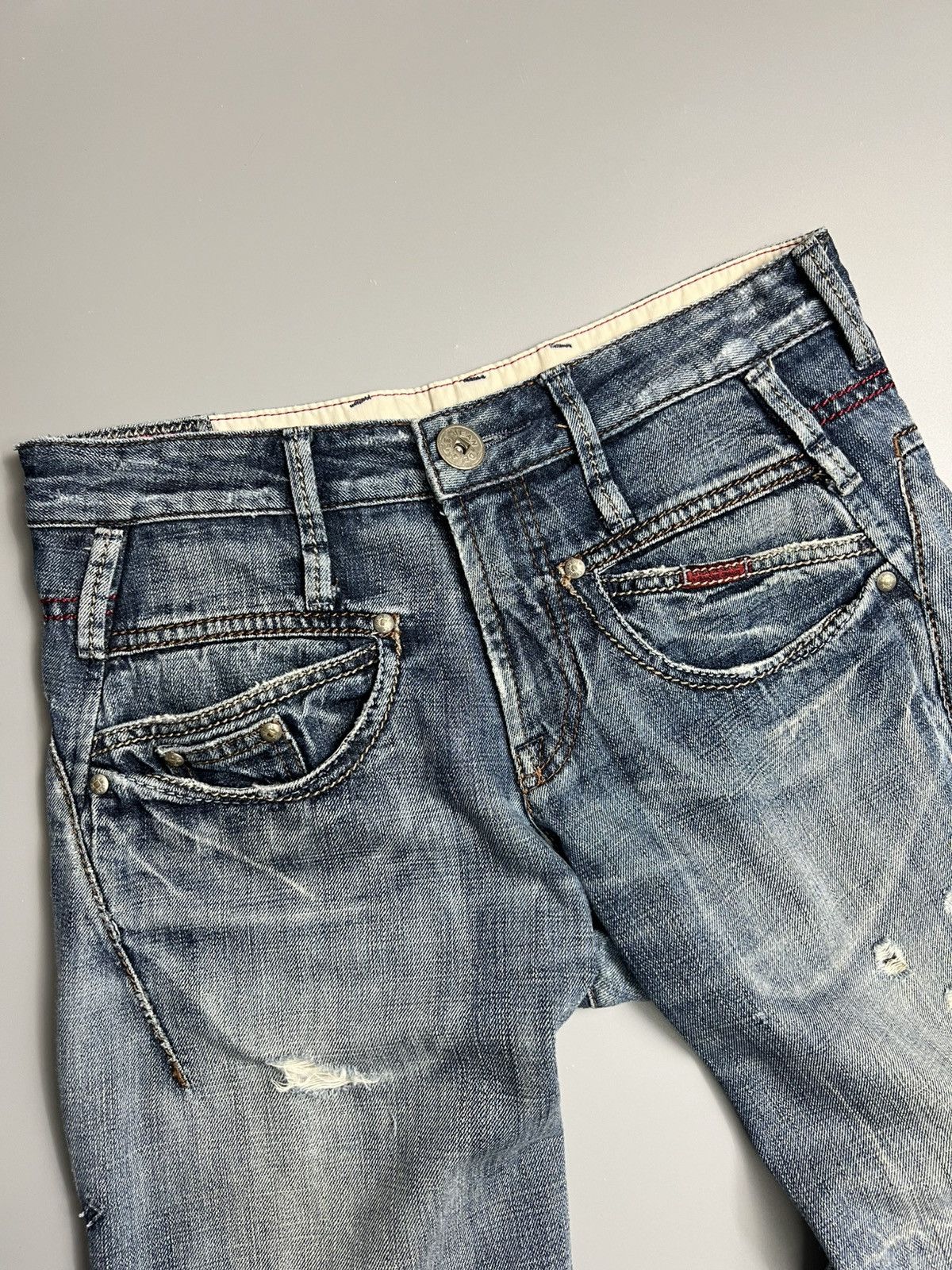 Marithe + Francois Girbaud × Vintage Vintage 2000s MFG Distressed Splash Flare Denim Size US 32 / EU 48 - 3 Thumbnail