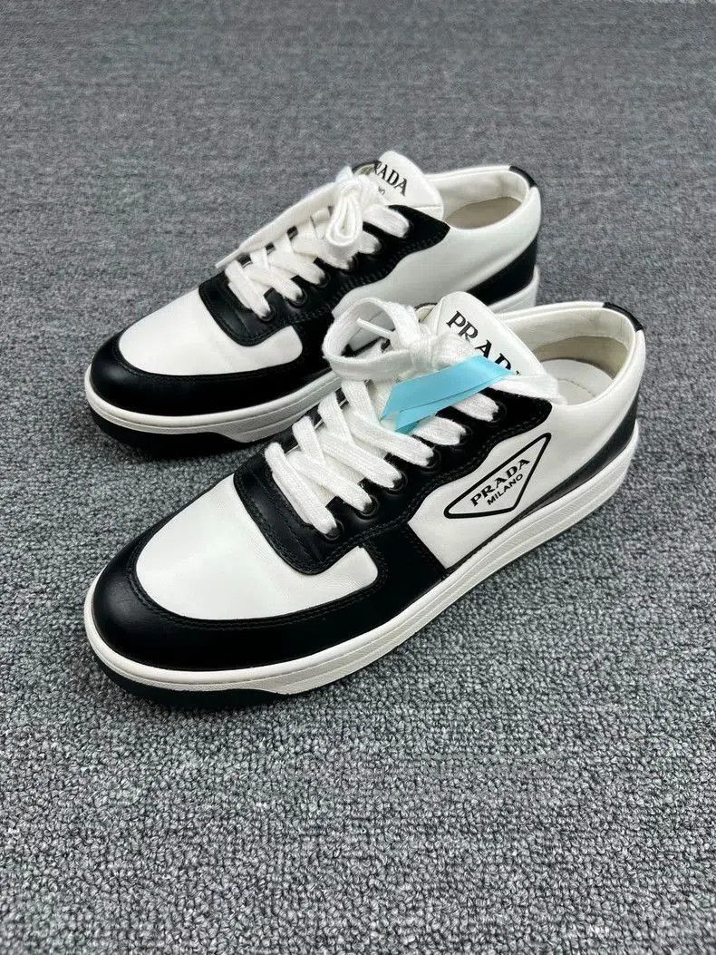 Prada Prada Black and White Triangle Logo Low-Top Sneakers. Size US 6.5 / EU 39-40 - 1 Thumbnail
