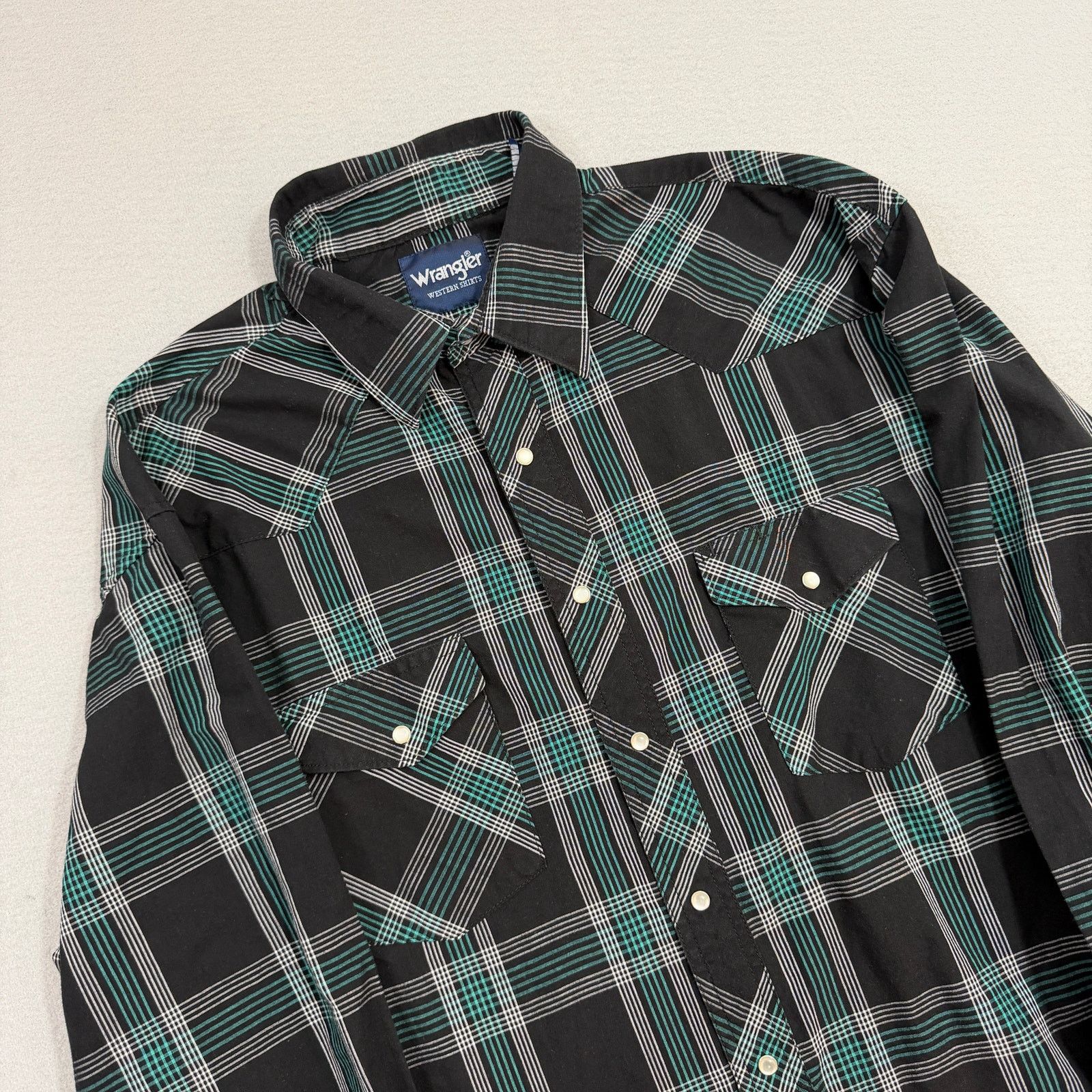 Wrangler Vintage Wrangler Pearl Snap Shirt Men's 17.5 XL Black Green Size US XL / EU 56 / 4 - 1 Thumbnail