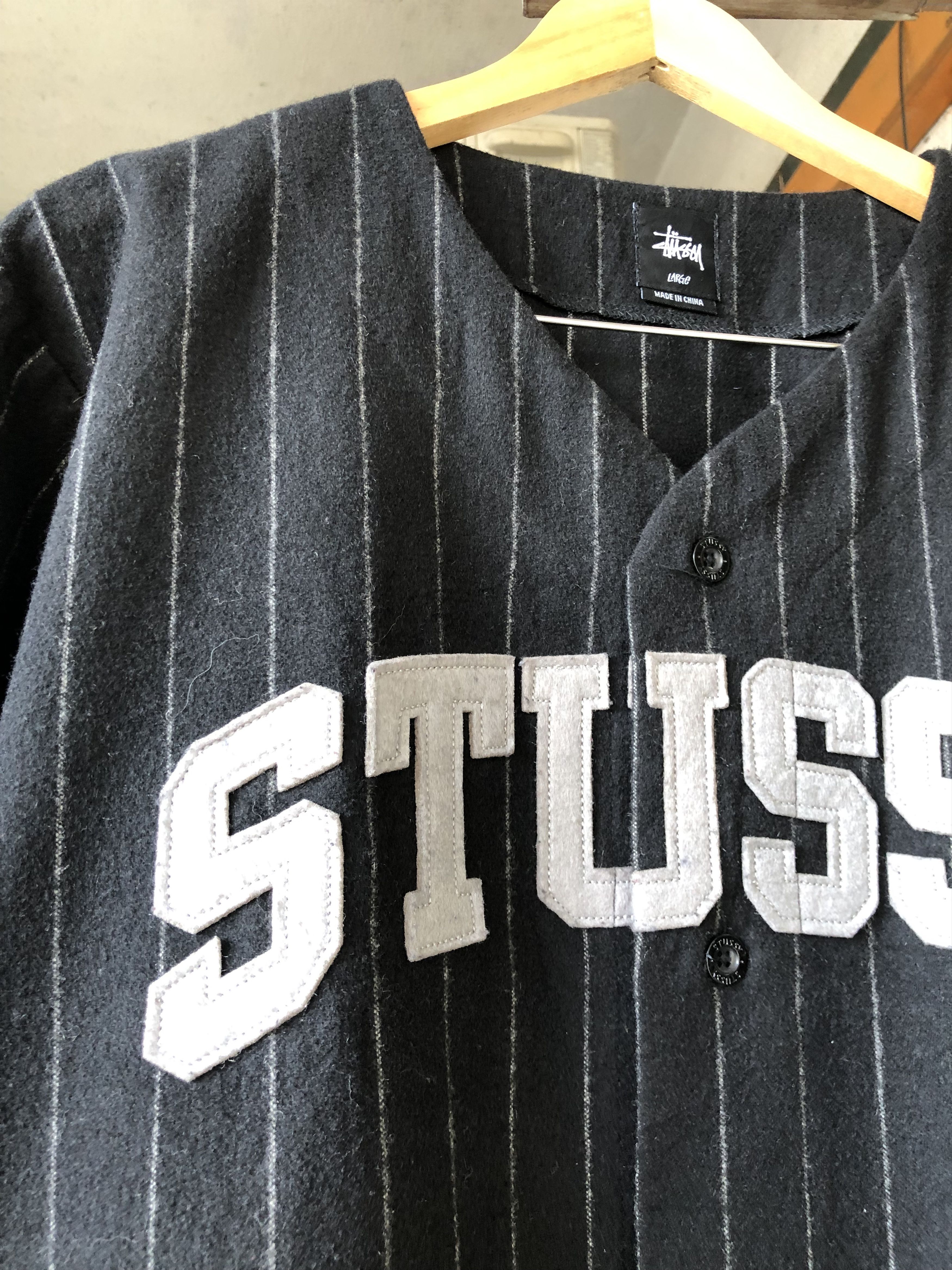 Stussy Rare🥷 Stussy Baseball Wool Shirt Size US L / EU 52-54 / 3 - 4 Thumbnail