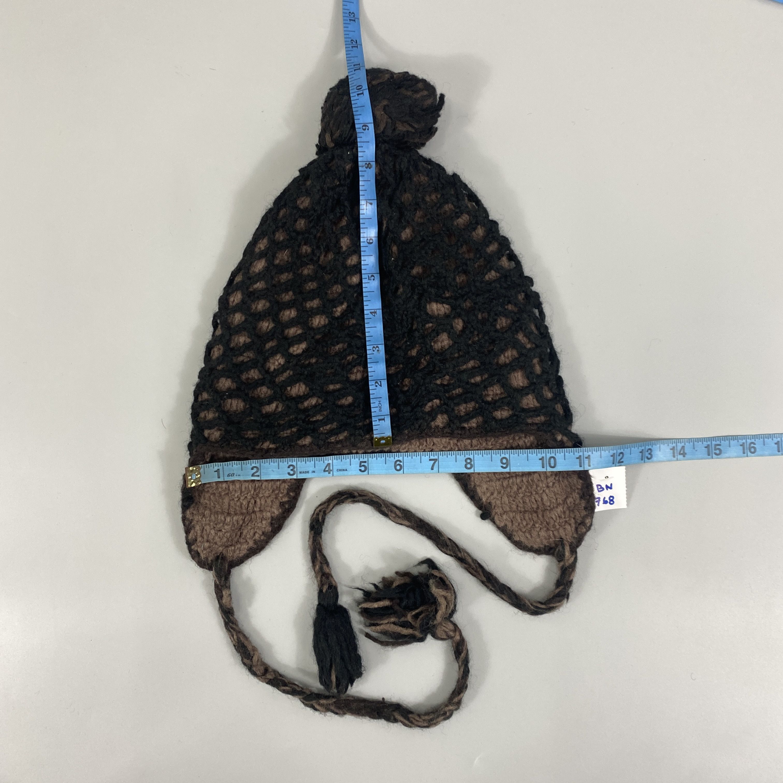 Japanese Brand Crochet Beanie with Ear Flap Braid -BN768 Size ONE SIZE - 5 Thumbnail