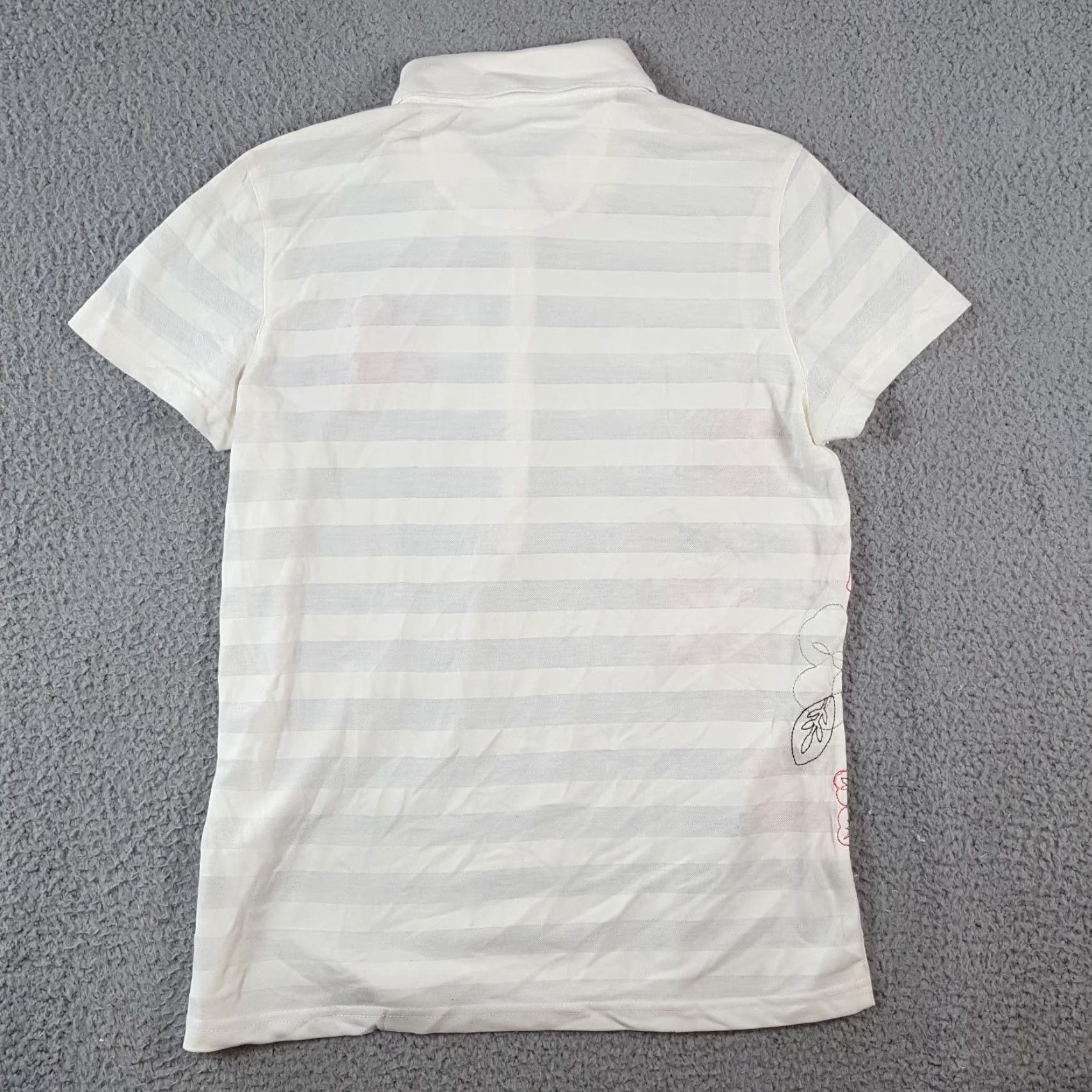 Vintage Tehama Polo Shirt Women S Striped Embroidered Flowers White Breathable Collared Short Sleeve Gym Golf 90s Preppy Athleisure Polo 00s Y2K Women Size S / US 4 / IT 40 - 5 Thumbnail