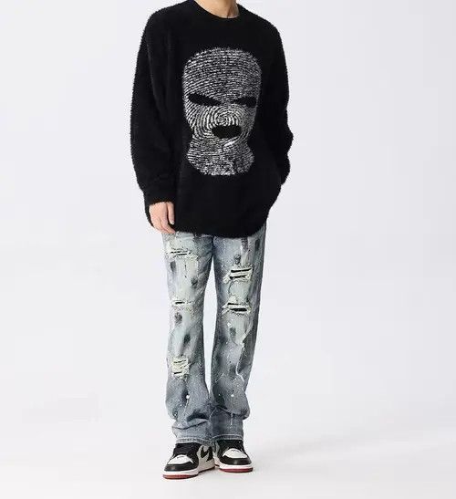 Jean Retro street wash patched ripped jeans Size US 32 / EU 48 - 1 Thumbnail