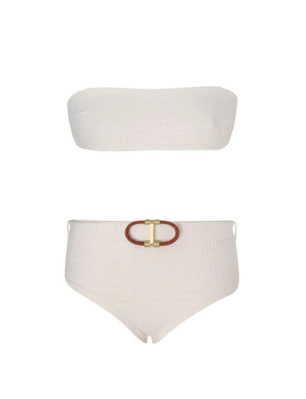 oc11z0725 Alight Textured Boyleg Bikini Set in White