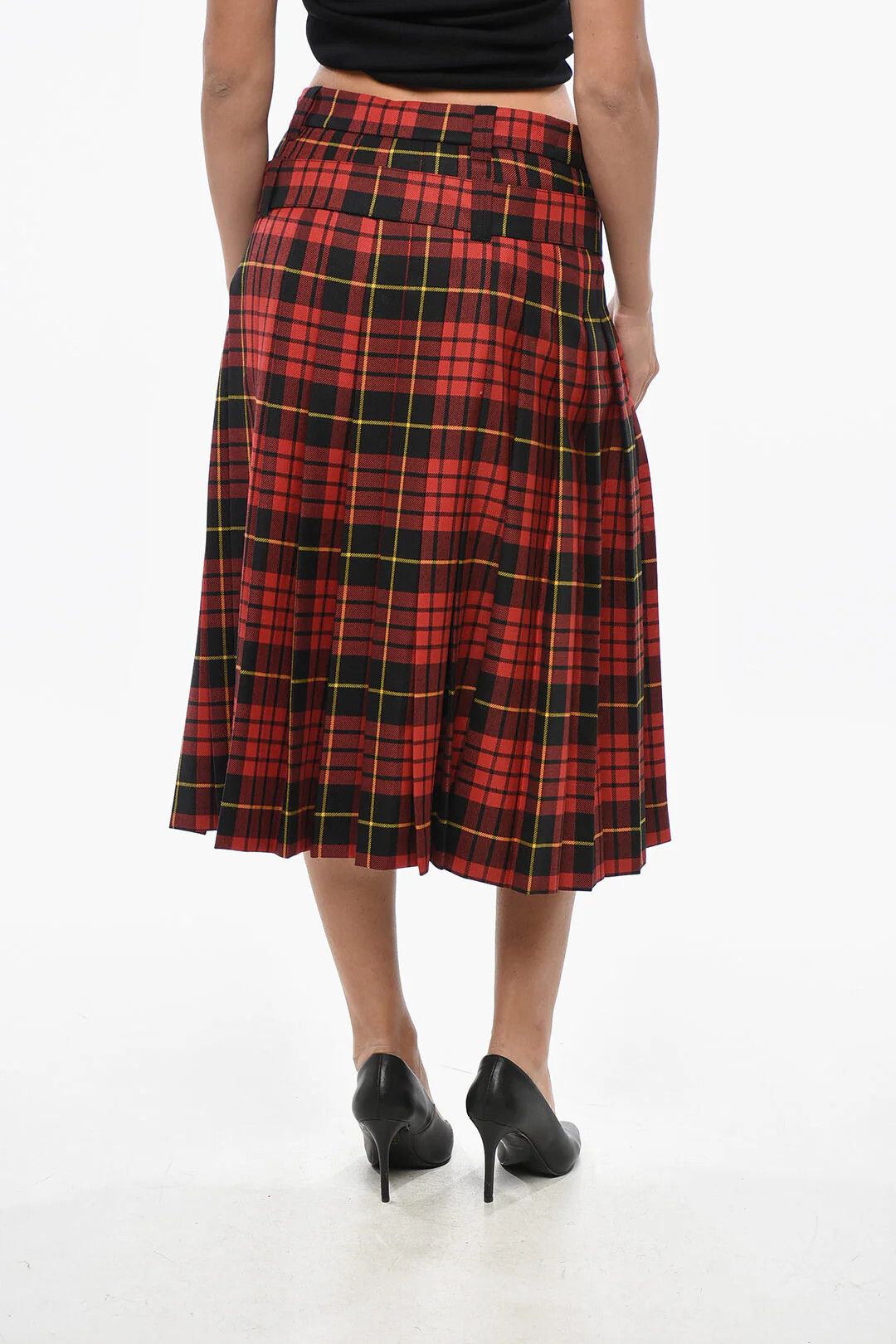 Alexander McQueen og1mm0426 Tartan Midi Wrap Skirt in Red Size 26" / US 2 / IT 38 - 2 Thumbnail