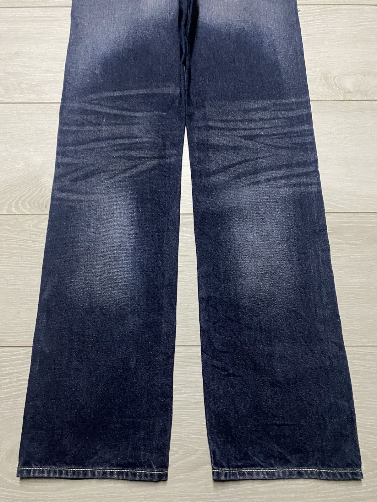 Japanese Brand Vintage Gu Denim Blue Wash Distressed Straight Fit Jeans Size US 29 - 6 Thumbnail
