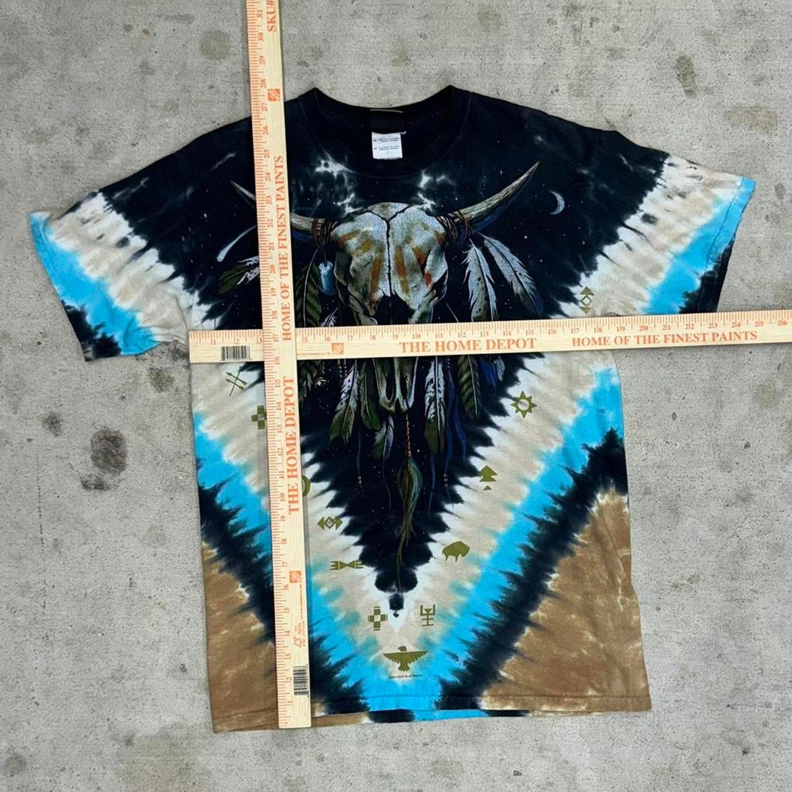 Liquid Blue Medium - Vintage y2k liquid blue aop tie dye skull t-shirt Size US M / EU 48-50 / 2 - 2 Thumbnail