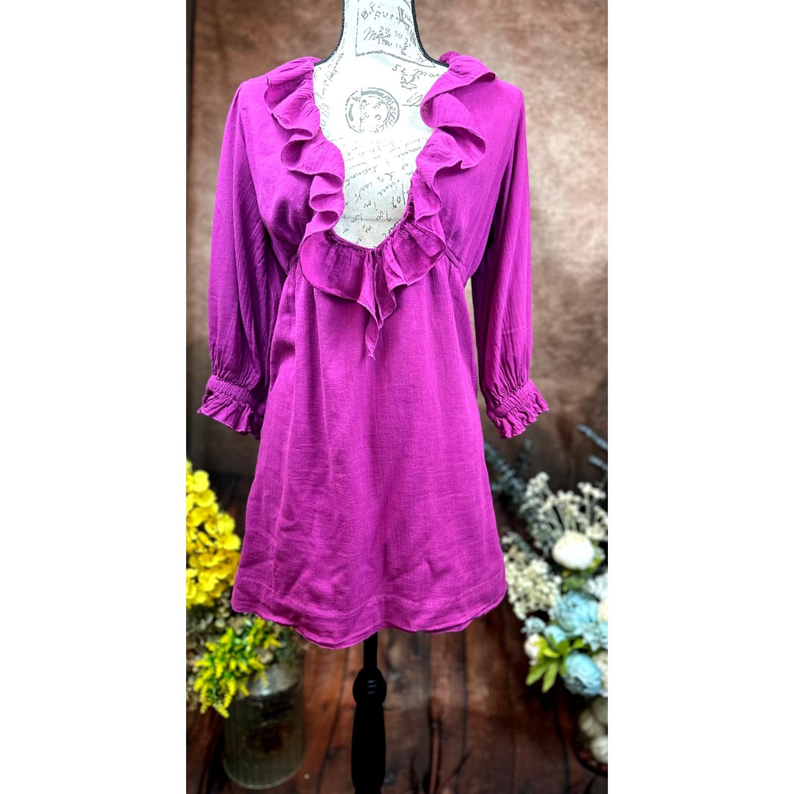 Free People Free People Ruffled Collar Morning Light Mini Dress/Top XS Size XS / US 0-2 / IT 36-38 - 6 Thumbnail