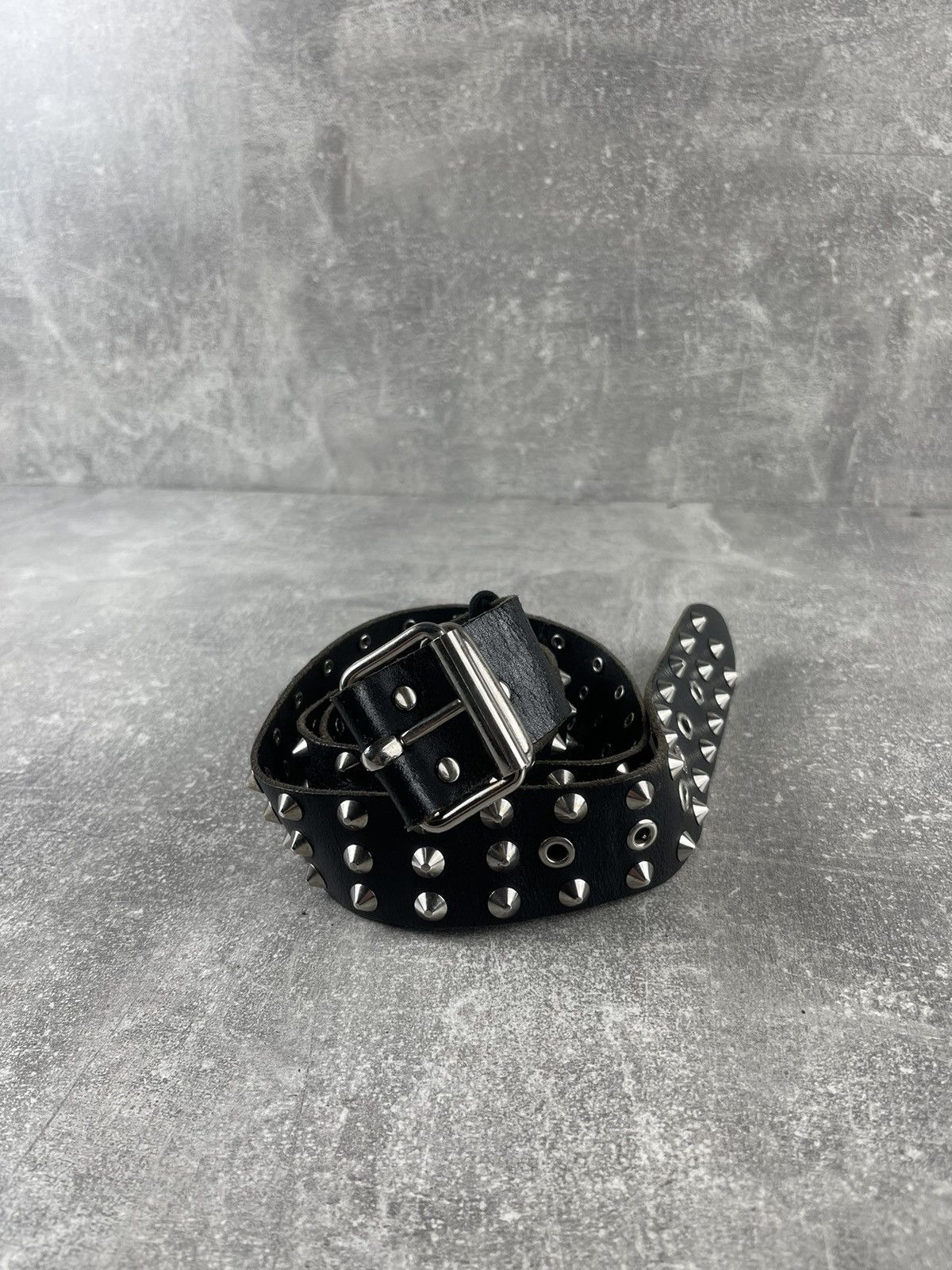Vintage Y2K Studded Leather Belt Black Punk Wide Grommet Belt Size ONE SIZE - 1 Thumbnail