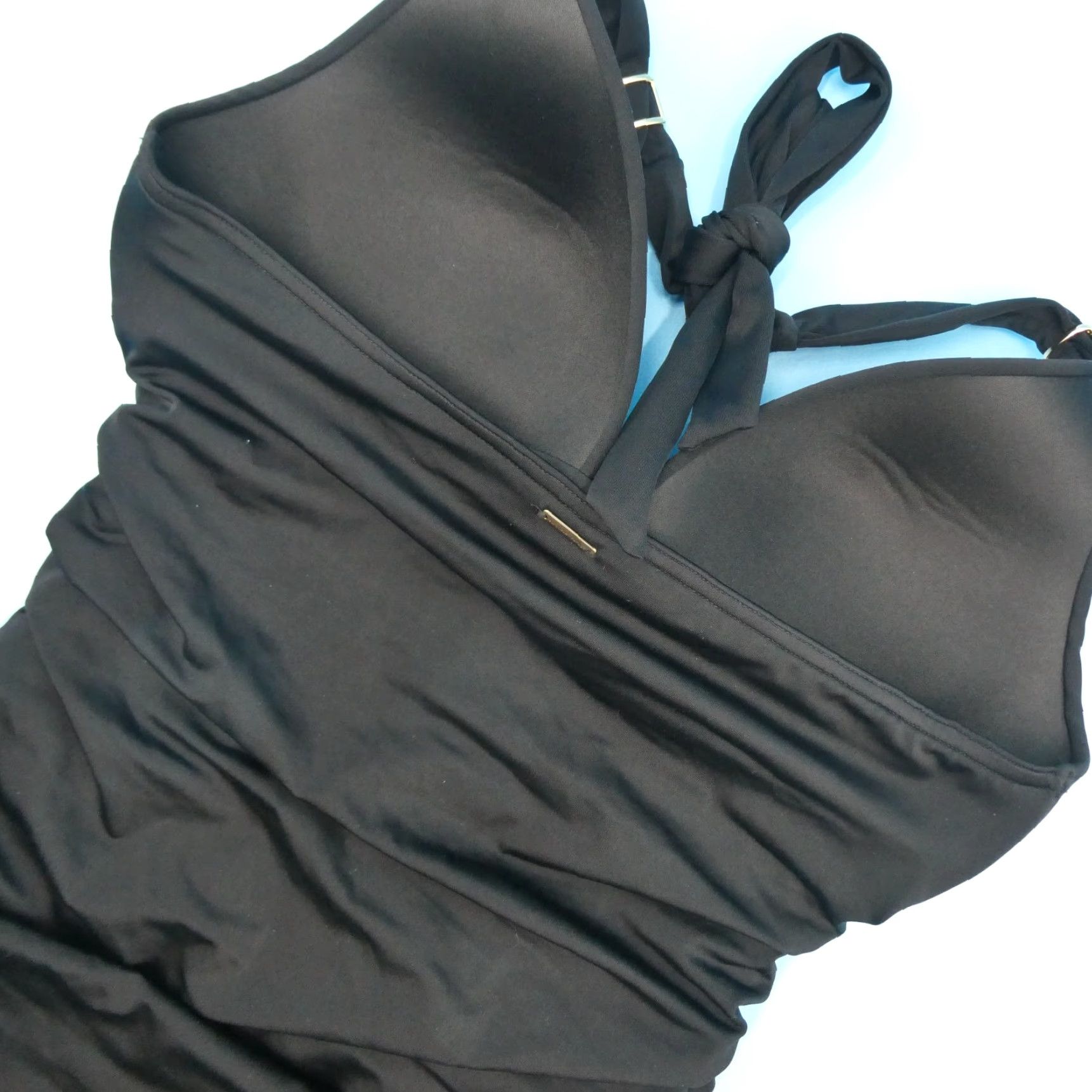 Victoria's Secret Swimsuit One Piece Medium Black Padded Ruffle Halter New Women