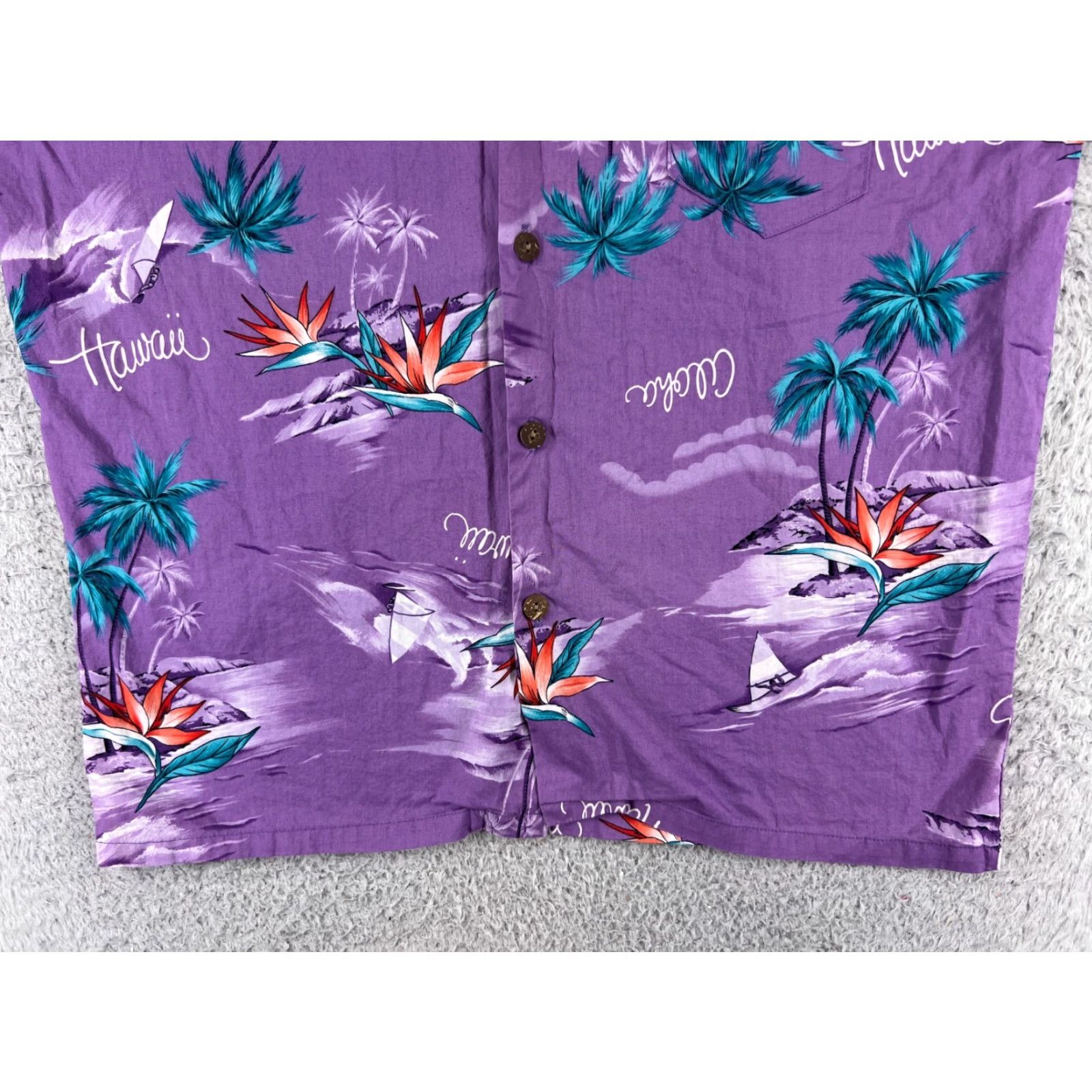Vintage Pacific Local Button-Up Shirt Adult Large Purple Palm Bird Paradise Hawaiian Size US L / EU 52-54 / 3 - 5 Thumbnail