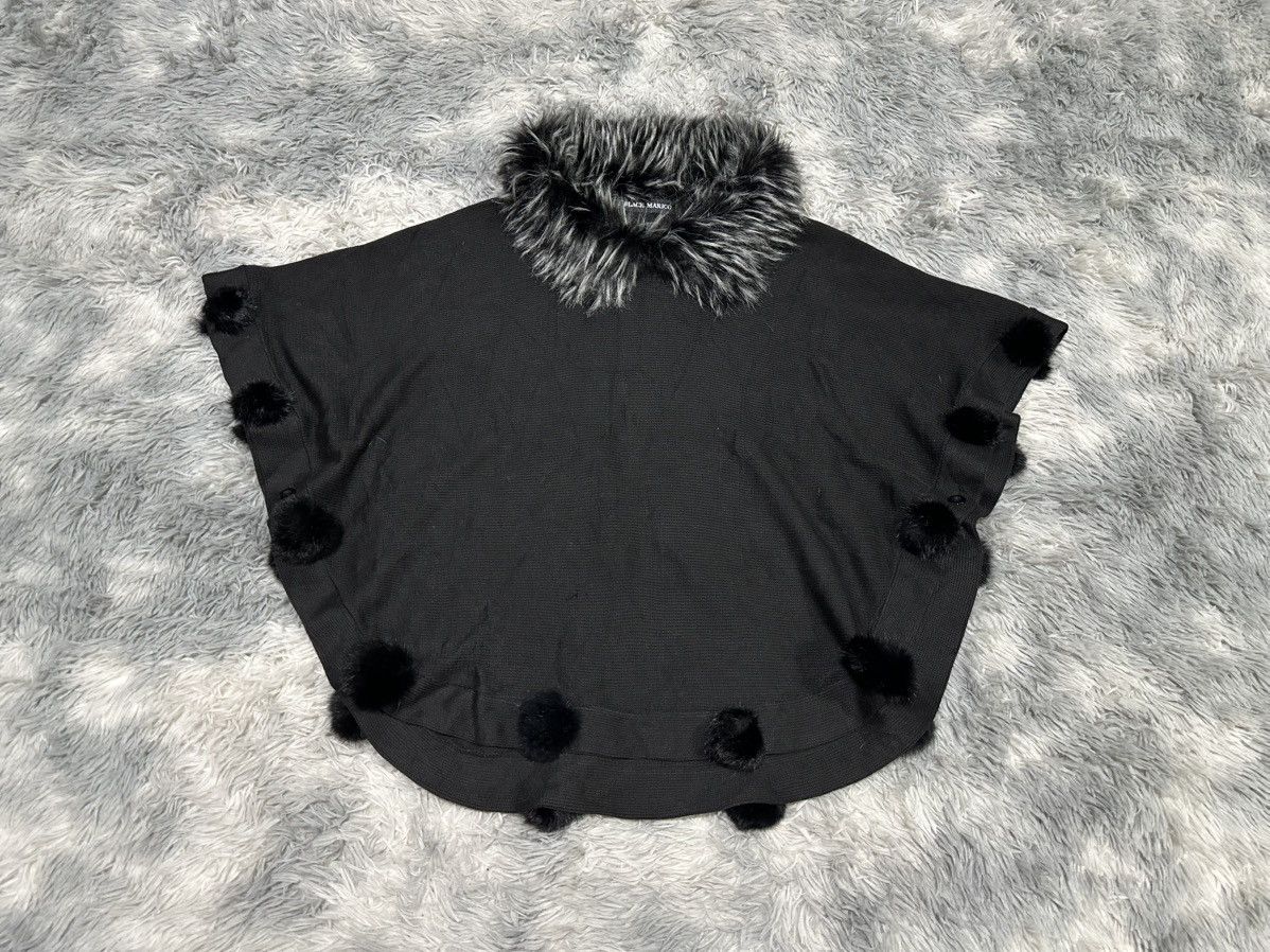 If Six Was Nine 🔥Sick Y2K Black Marico Fur Poncho Pom Pom Capes Vkei Punk Size US XL / EU 56 / 4 - 1 Thumbnail