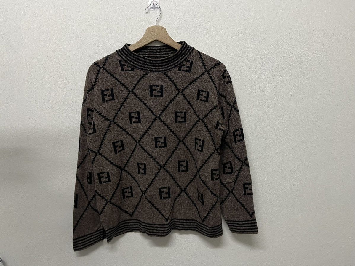 Fendi 90s FENDI MONOGRAM WOOL KNIT SWEATSHIRT RARE Size M / US 6-8 / IT 42-44 - 1 Thumbnail