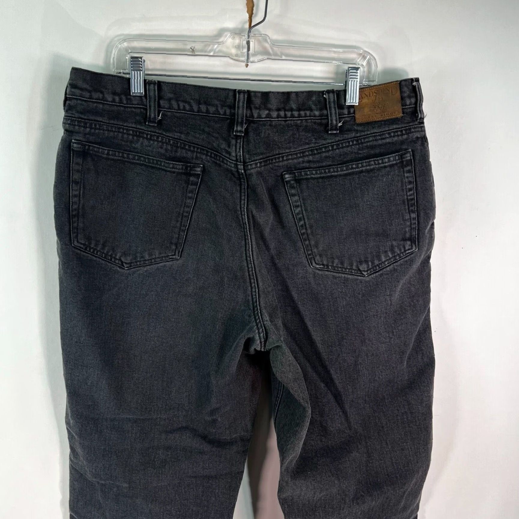 Lands' End Lands' End Lands' End Mens Jeans 38 30 Black Denim 5-Pocket Button Zipper Lined Mid Rise Tapered Classic Black Denim Jeans 38 x 30 Size US 38 / EU 54 - 7 Thumbnail